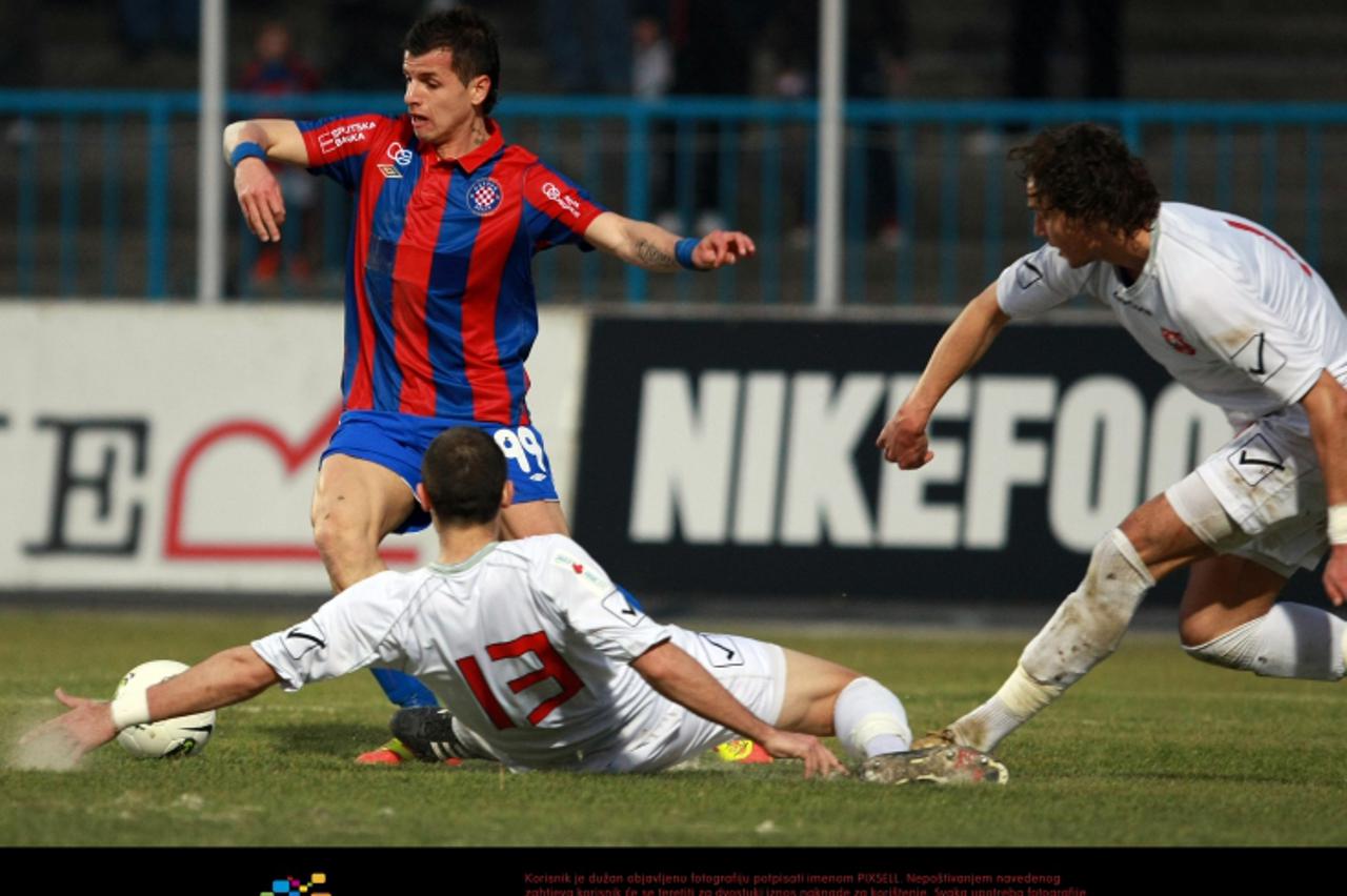 '02.03.2012., Stadion NK Zagreb, Zagreb - Nogometna utakmica 20. kola MAXtv Prve HNL izmedju NK Zagreb i HNK Hajduk. Anas Sharbini Photo: Dalibor Urukalovic/PIXSELL'