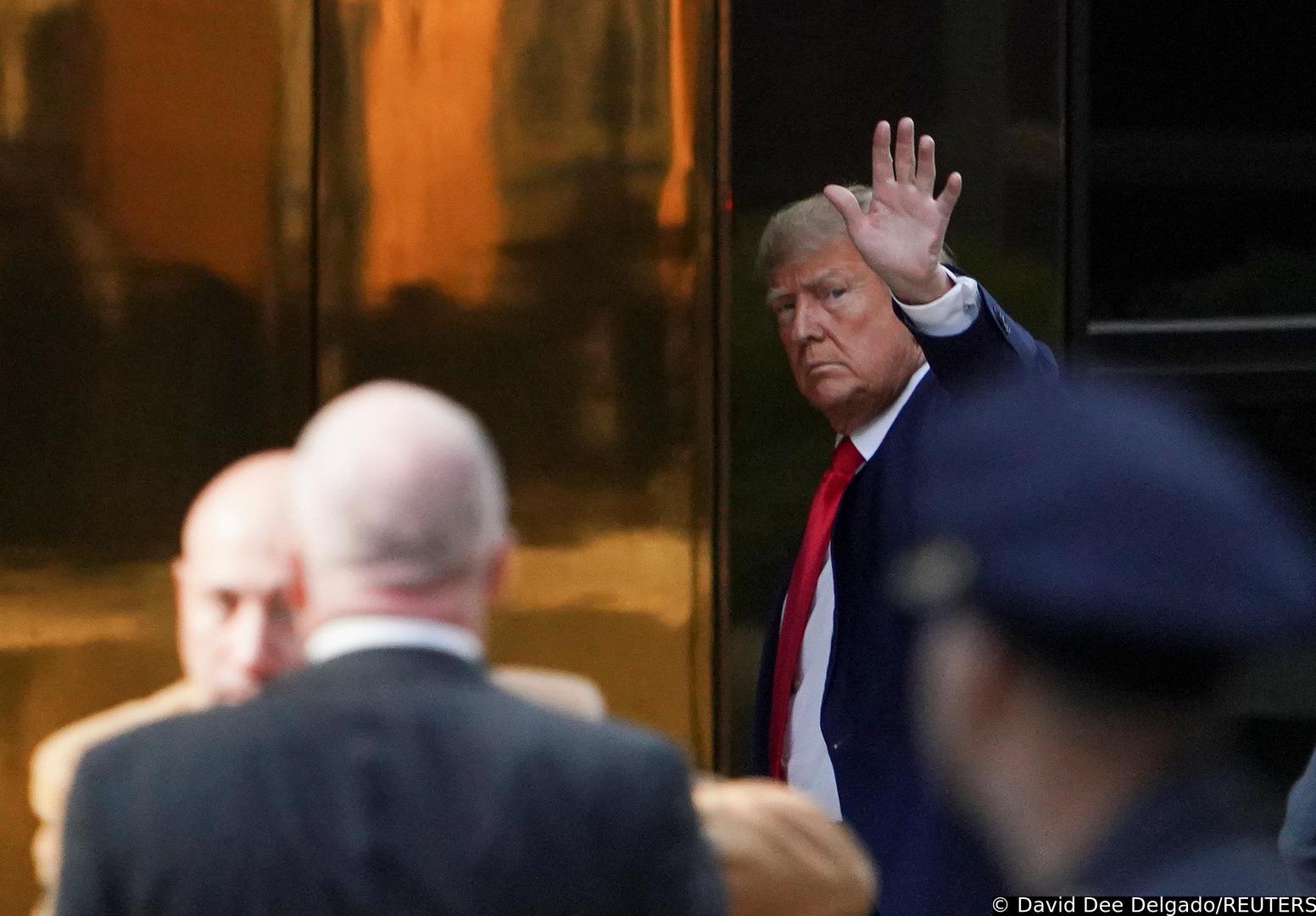 Former U.S. President Donald Trump arrives at Trump Tower, after his indictment by a Manhattan grand jury following a probe into hush money paid to porn star Stormy Daniels, in New York City, U.S April 3, 2023.  REUTERS/David Dee Delgado Photo: David Dee Delgado/REUTERS