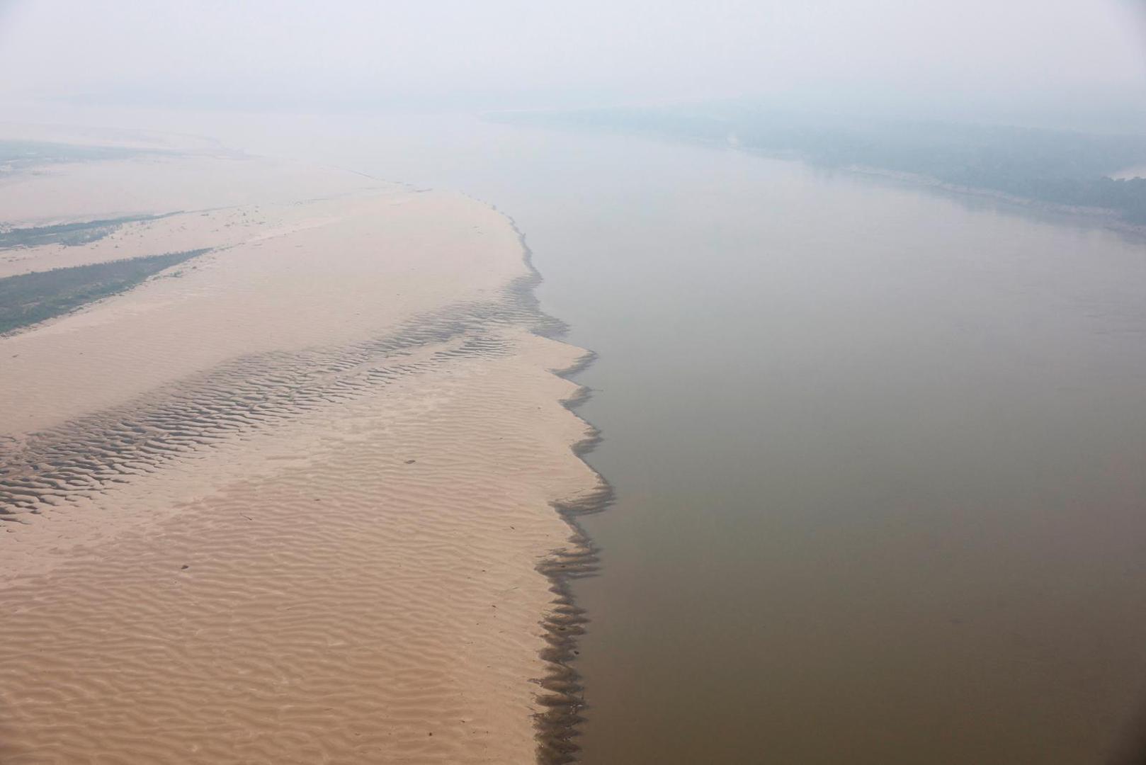 Sandbanks are seen at the Solimoes River, one of the largest tributaries of the Amazon River, during a Greenpeace flyover to inspect what the National Center for Monitoring and Early Warning of Natural Disasters (Cemaden) says is the most intense and widespread drought Brazil has experienced since records began in 1950, near Tefe, Amazonas state, Brazil September 17, 2024. REUTERS/Jorge Silva Photo: JORGE SILVA/REUTERS