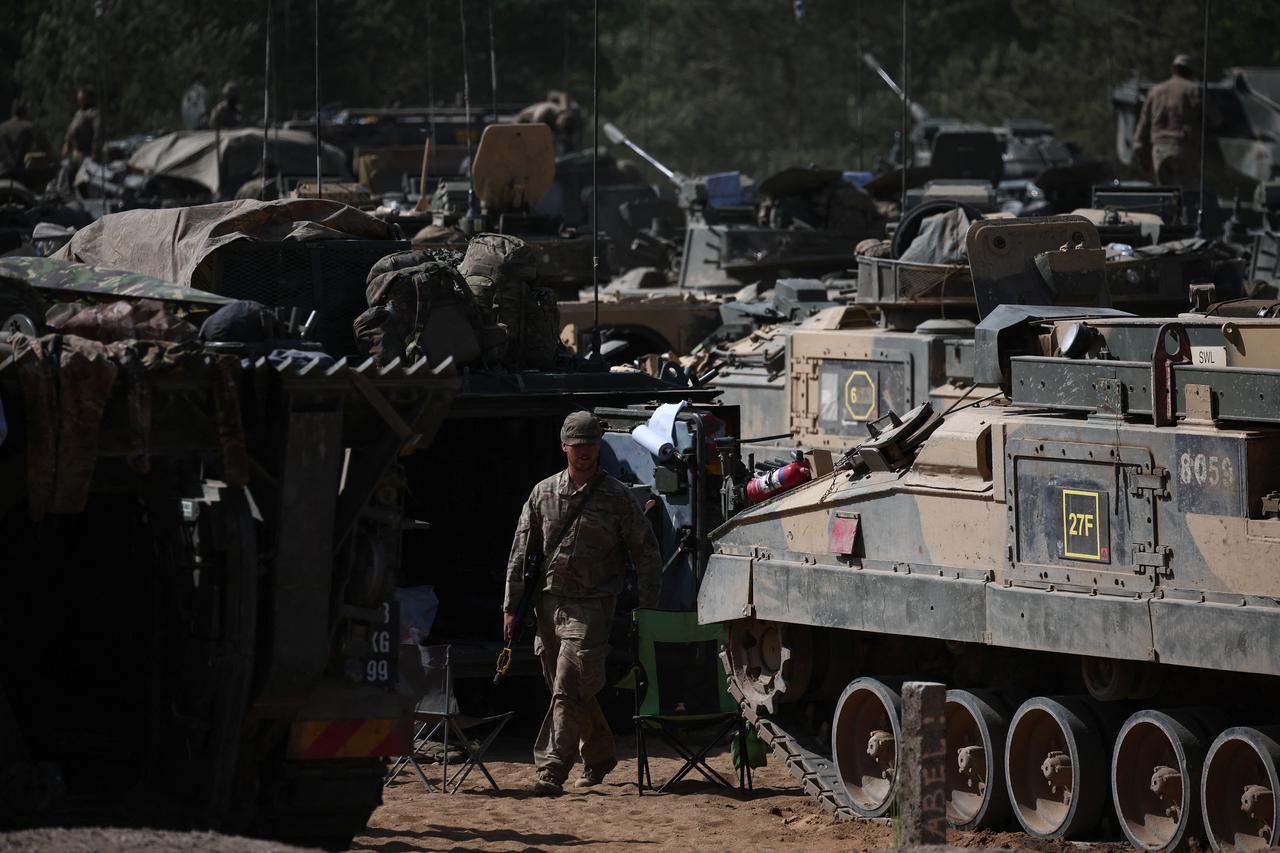 British Army soldiers from the 12th Armoured Brigade Combat Team during Exercise Immediate Response in Drawsko Pomorskie training area