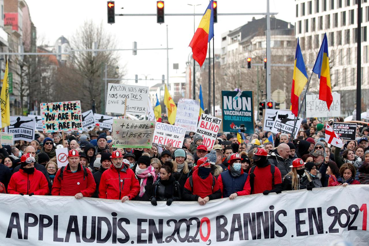 Demonstration against COVID-19 restrictions in Brussels