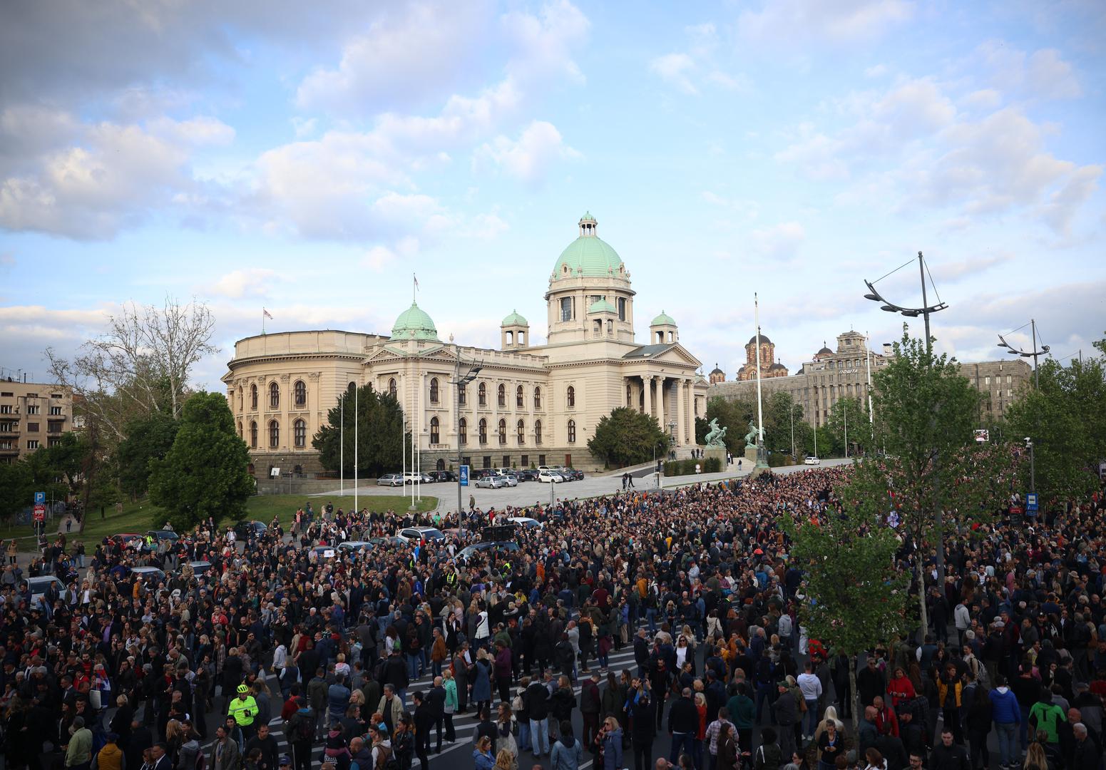 08.05.2023., Beograd, Srbija - Na platou ispred Narodne skupstine organiziran je prosvjedni skup "Srbija protiv nasilja" kako bi se izborili da se tragicni dogadjaji vise ne ponove. Na skupu su dobrodosli svi no uvjet je da izostane obracanje politicara. Photo: Armin Durgut/PIXSELL