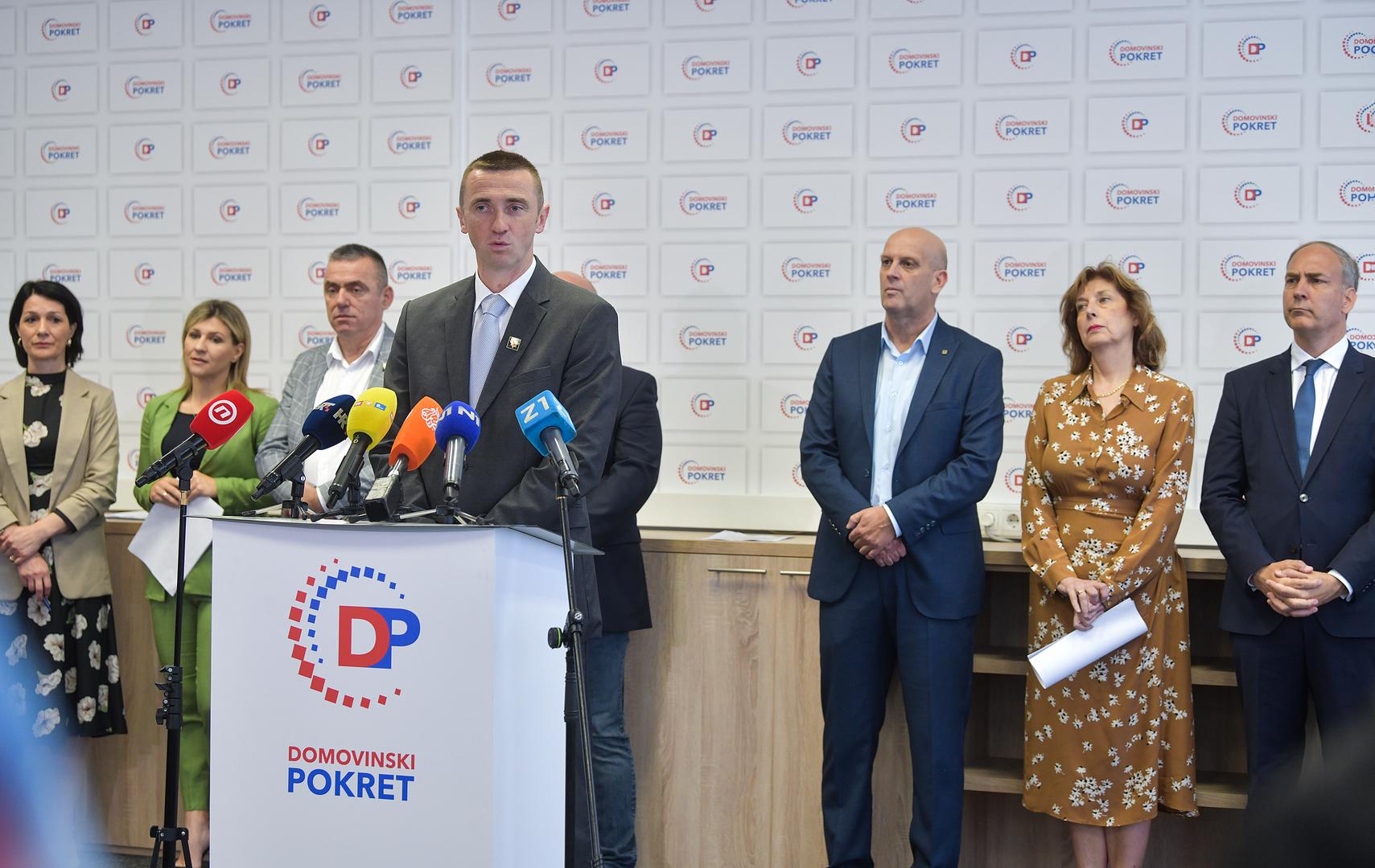 22.05.2024., Zagreb- Ivan Penava, predsjednik Domovinskog pokreta, odrzao je konferenciju za medije na kojoj je predstavio kandidate Domovinskog pokreta za nadolazece izbore za Europski parlament. Photo: Sandra Simunovic/PIXSELL