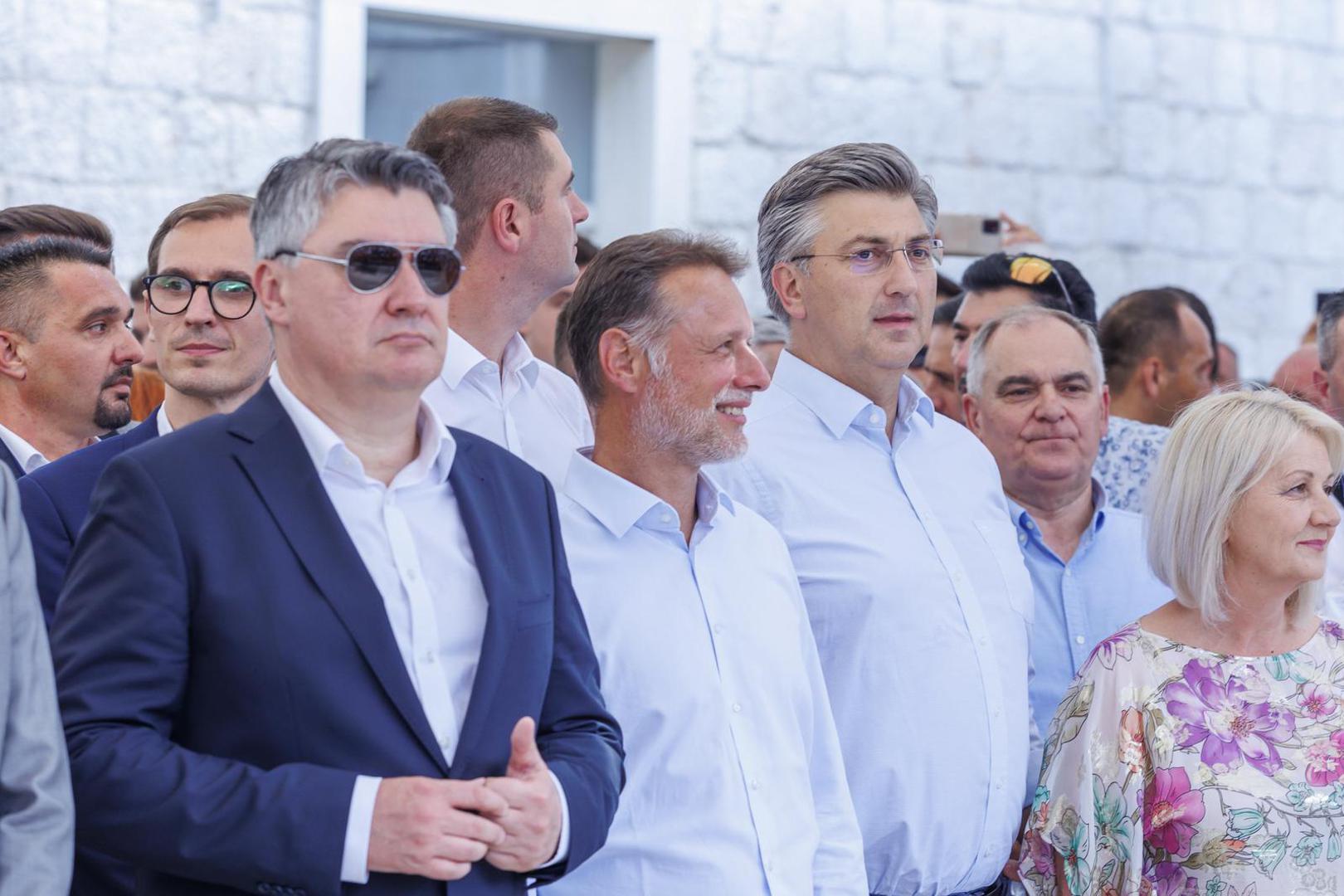 07.08.2022., Sinj - Predsjednik RH Zoran Milanovic, premijer Andrej Plenkovic s ministrima, predsjednik Republike Slovenije Borut Pahor sudjelovali su na Vojvodinom prijemu u Alkarskim dvorima.
Photo:   Photo: Miroslav Lelas/PIXSELL