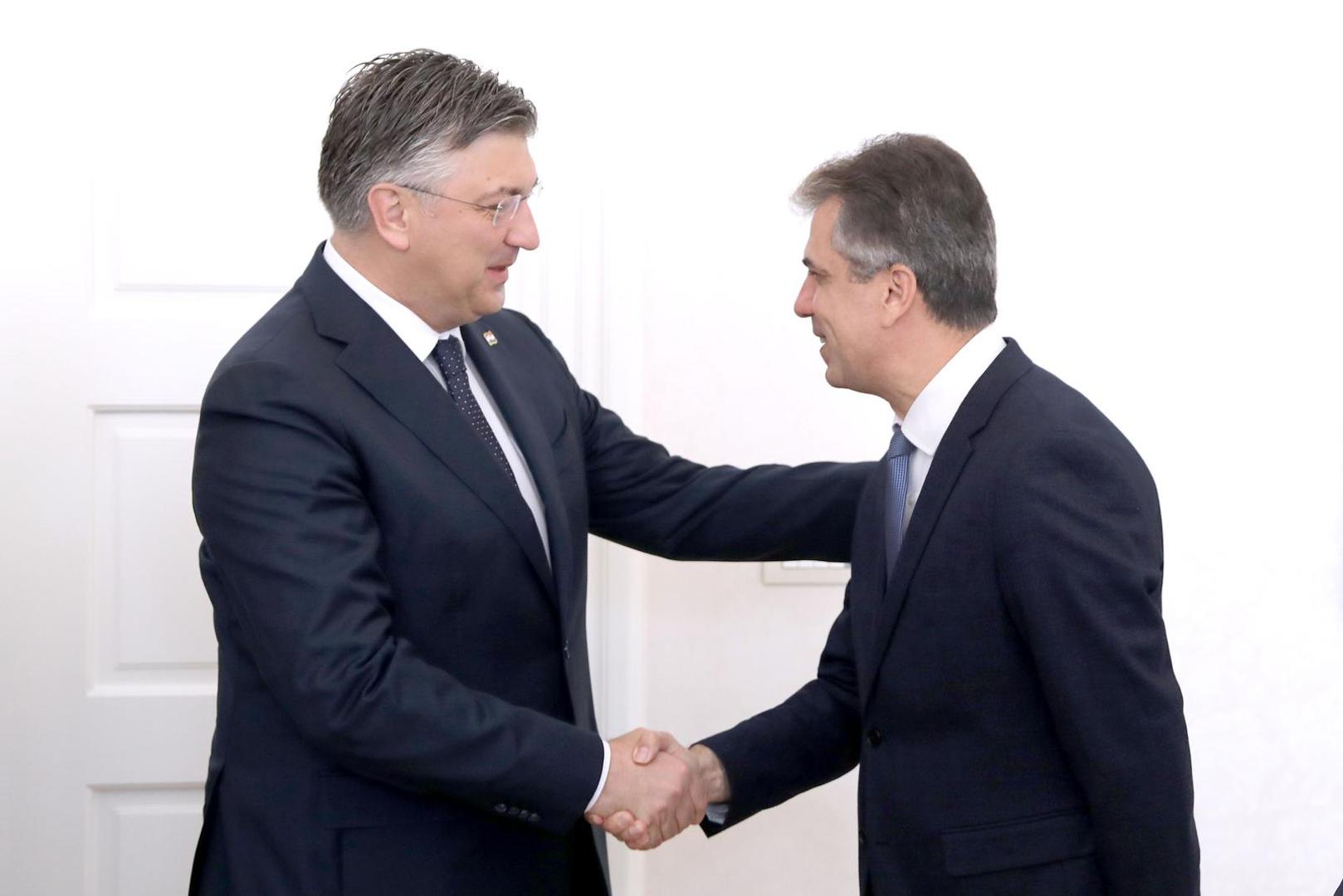 29.05.2023., Zagreb - Predsjednik Vlade Andrej Plenkovic primio je u Banskim dvorima ministra vanjskih poslova Drzave Izrael Elija Cohena. Photo: Patrik Macek/PIXSELL