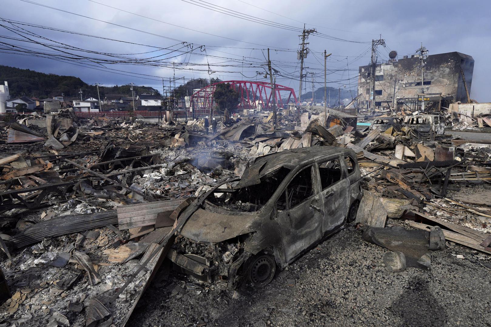 Burnt down residential and commercial area site following an earthquake is seen in Wajima, Ishikawa prefecture, Japan January 2, 2024, in this photo released by Kyodo. Mandatory credit Kyodo/via REUTERS   ATTENTION EDITORS - THIS IMAGE HAS BEEN SUPPLIED BY A THIRD PARTY. MANDATORY CREDIT. JAPAN OUT. NO COMMERCIAL OR EDITORIAL SALES IN JAPAN. Photo: KYODO/REUTERS