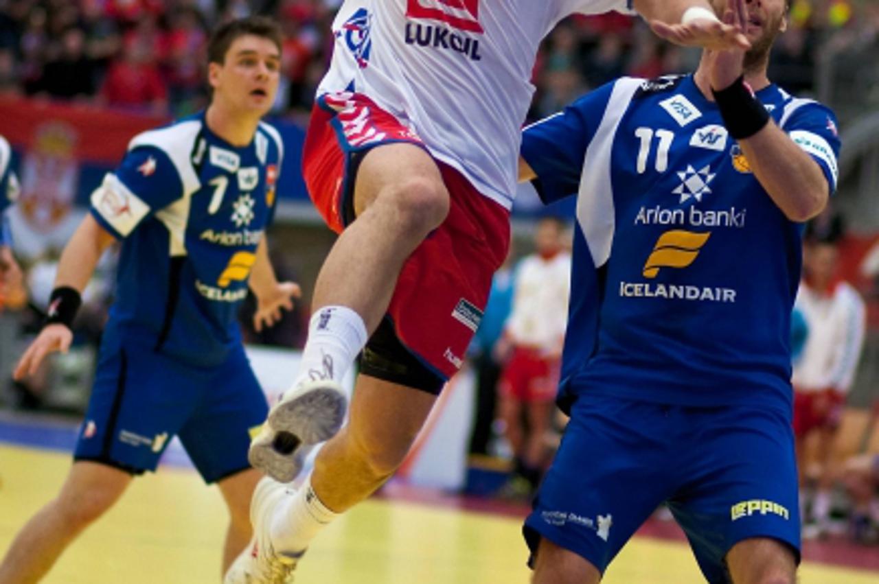 '19.01.2010, Intersport Arena, Linz, AUT, EHF, Handball Euro 2010, Group B, ISL vs SRB, left ILIC Momir, FP, SRB, right STEFANSSON Olafur, FP, ISL, during the EHF Handball Euro 2010 Game Iceland vs Se