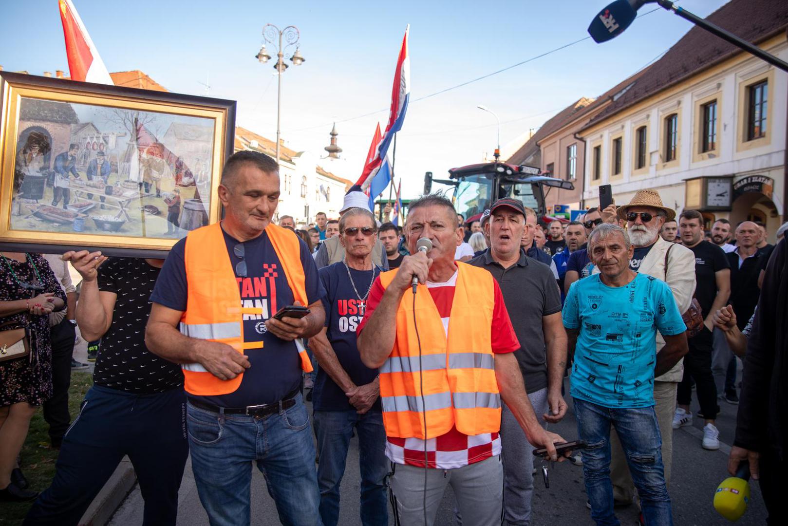 29.10.2023., Vinkovci - Prosvjed svinjogojaca u Vinkovcima zbog africke svinjske kuge. Photo: Borna Jaksic/PIXSELL