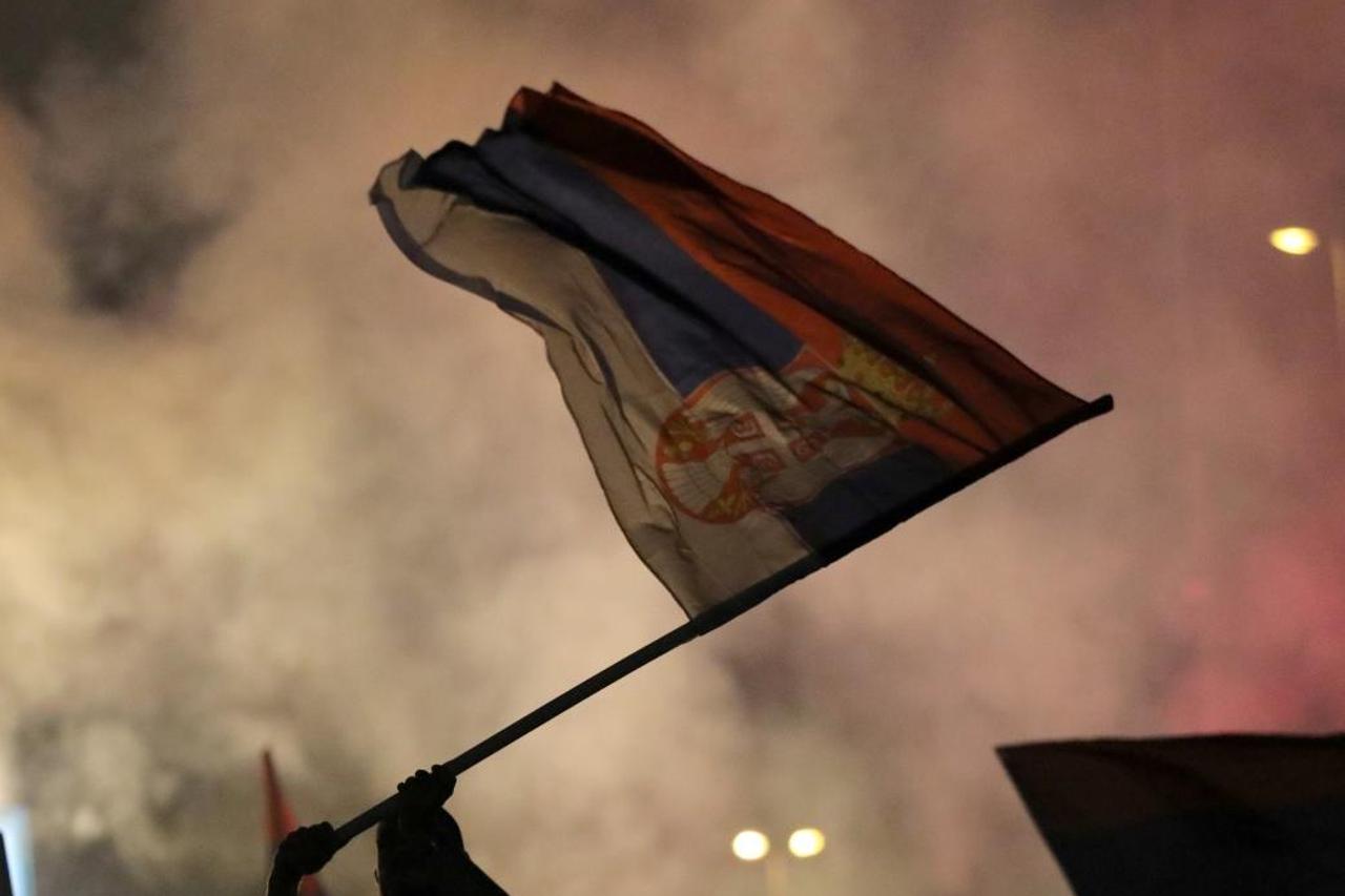 Opposition supporters celebrate election victory in Podgorica