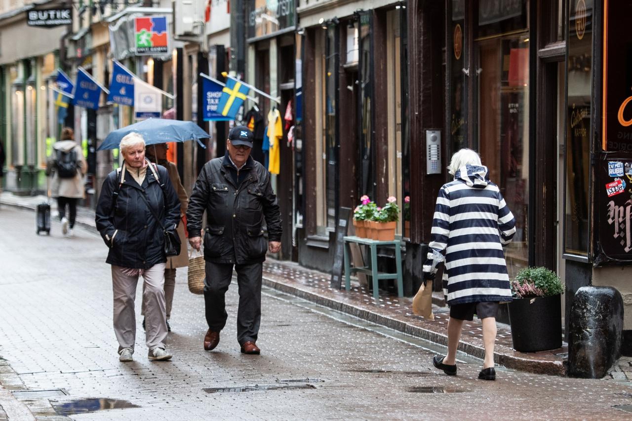 People stroll in Old Town of Stockholm
