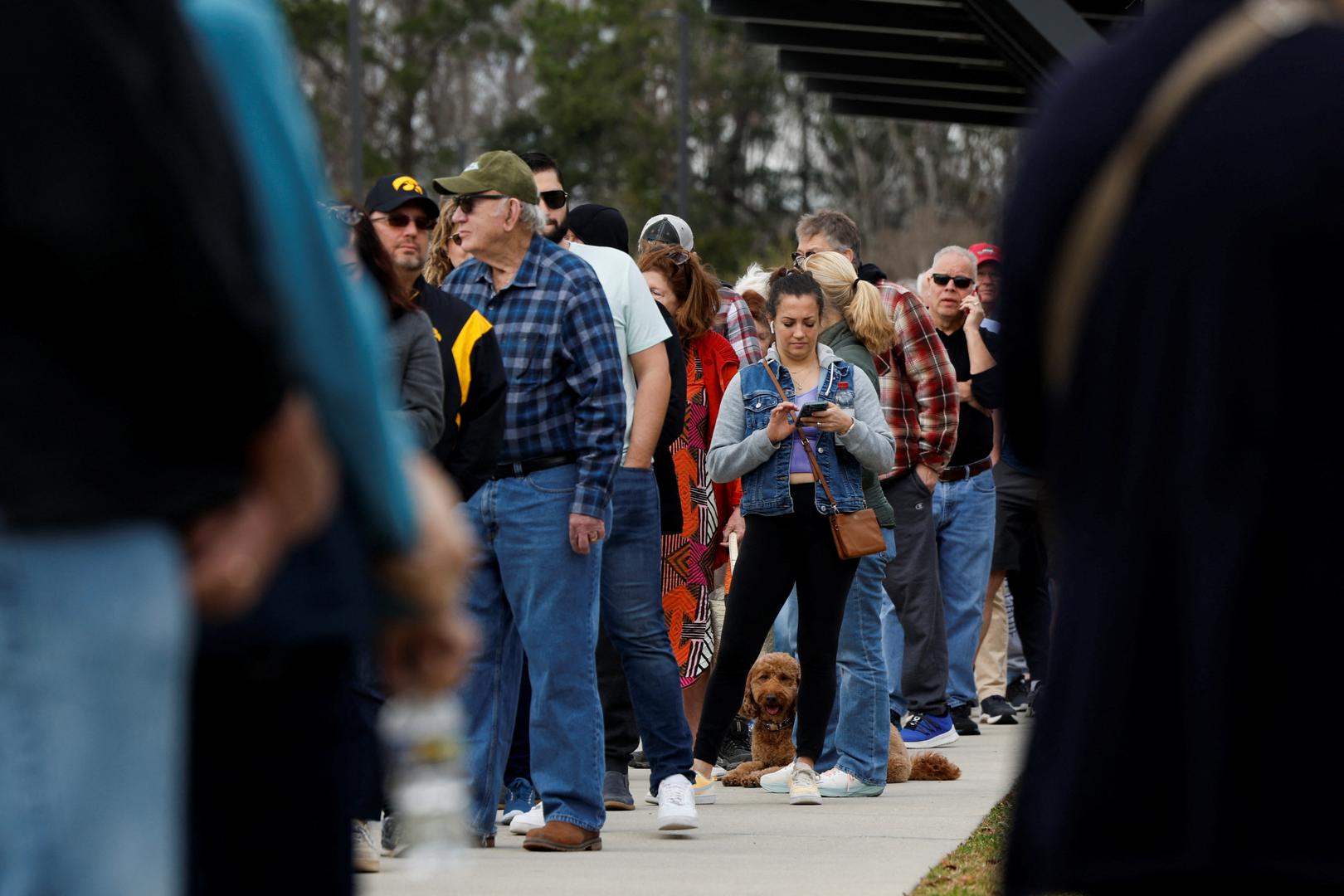 People stand in line to cast their votes in the South Carolina Republican presidential primary election, at the Jennie Moore Elementary School, in Mount Pleasant, South Carolina, U.S., February 24, 2024. REUTERS/Evelyn Hockstein Photo: Evelyn Hockstein/REUTERS