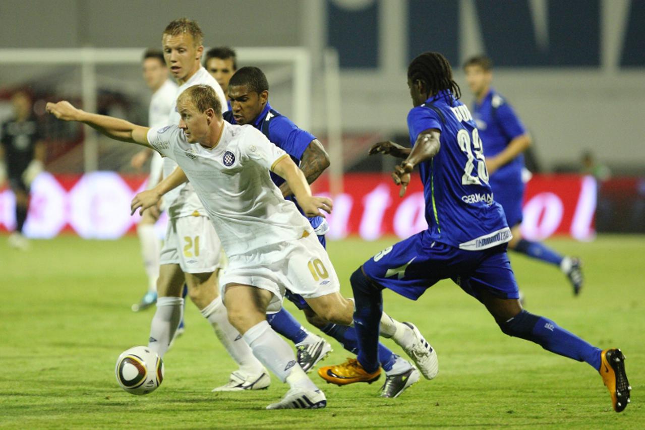 '17.07.2010.,stadion u Maksimiru, Zagreb - Odigrana je utakmica Superkupa izmedju prvaka Dinama i pobjednika kupa Hajduka.Senijad Ibricic , Etto i  Luiz paulo Hilario Photo:  Zeljko Lukunic/PIXSELL'