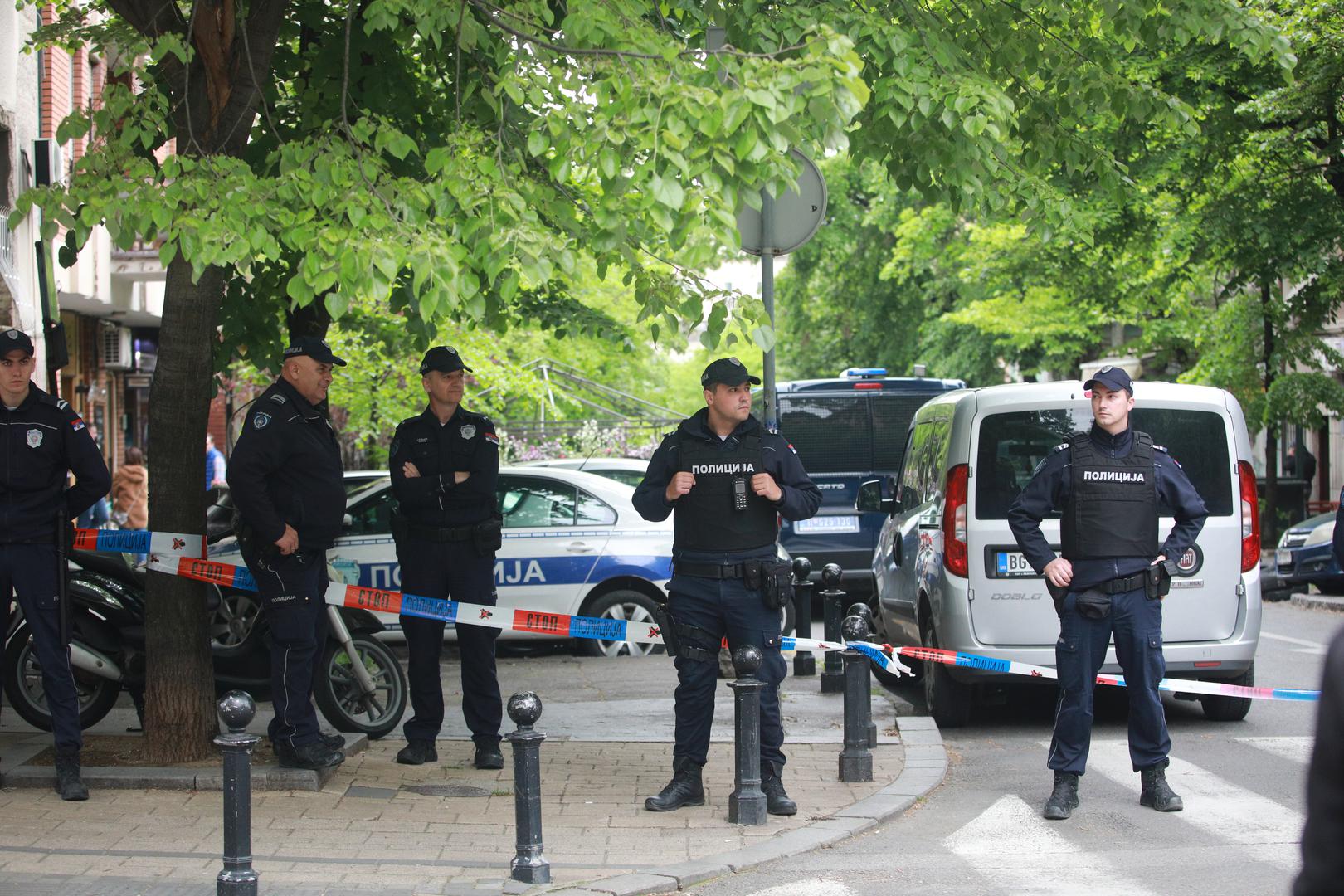 03, May, 2023, Belgrade - A student of the seventh grade of the Elementary School "Vladislav Ribnikar" is suspected to have fired a pistol at the security guard, the teacher and the students this morning.   

03, maj, 2023, Beograd - Ucenik sedmog razreda Osnovne skole "Vladislav Ribnikar" kako se sumnja, pucao je jutros iz pistolja na obezbeđenje, nastavnicu i ucenike.    Photo: Milos Tesic/ATAImages/PIXSELL