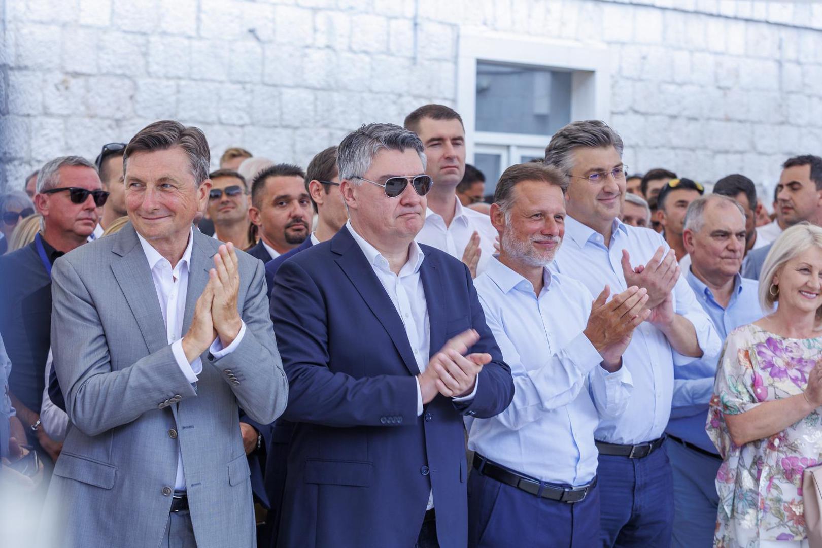 07.08.2022., Sinj - Predsjednik RH Zoran Milanovic, premijer Andrej Plenkovic s ministrima, predsjednik Republike Slovenije Borut Pahor sudjelovali su na Vojvodinom prijemu u Alkarskim dvorima.
Photo:   Photo: Miroslav Lelas/PIXSELL