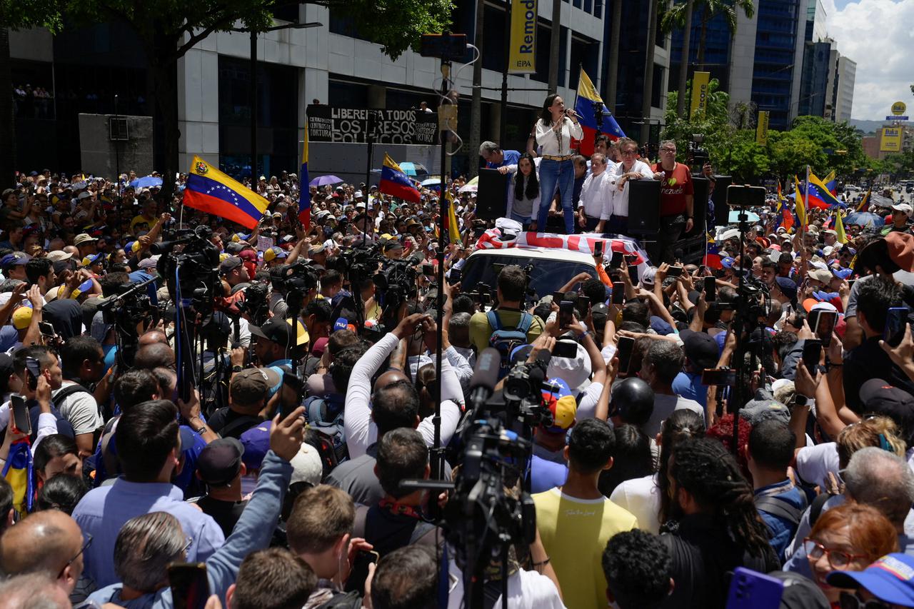 Venezuela's opposition supporters protest a month after the election, in Caracas