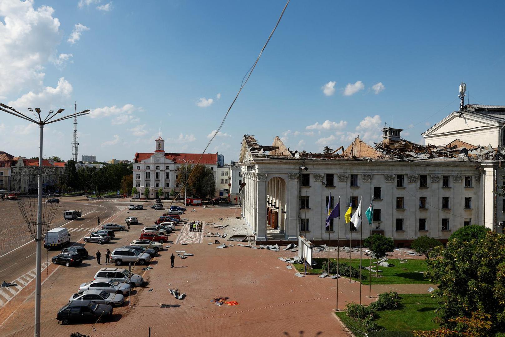 A view of a damaged building of the drama theatre at the site of a Russian missile strike, amid Russia's attack on Ukraine, in Chernihiv, Ukraine August 19, 2023. REUTERS/Valentyn Ogirenko Photo: VALENTYN OGIRENKO/REUTERS