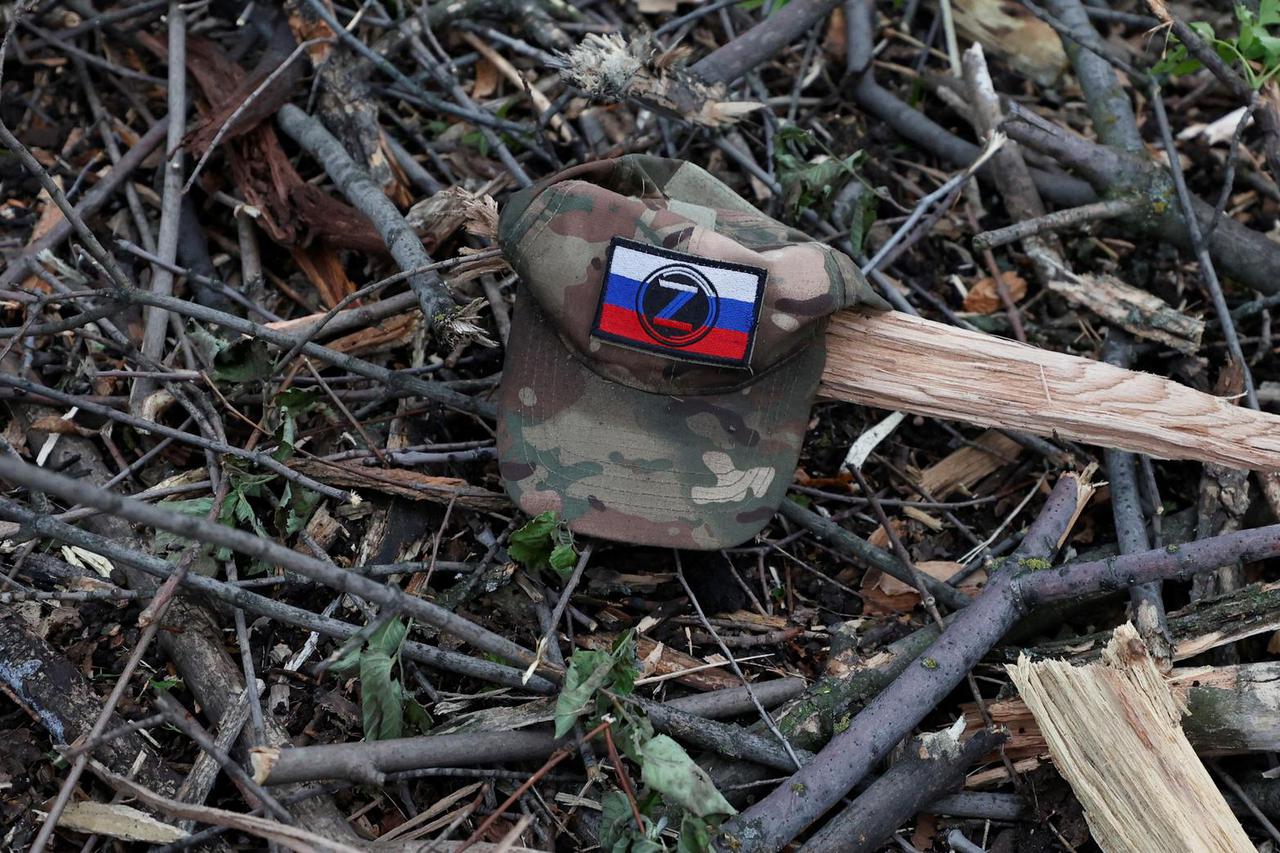A Russian uniform is seen Russian positions after a fight near the front line city of Bakhmut