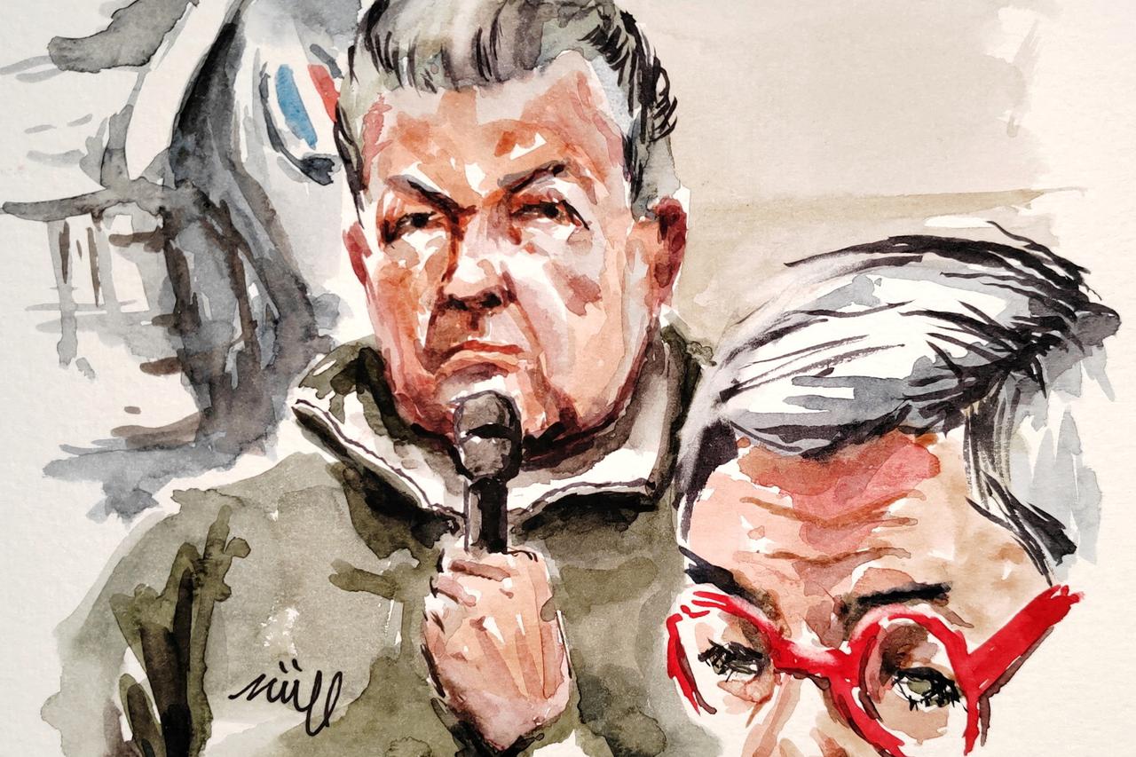 FILE PHOTO: Courtroom sketch of Defendants in court at final week of mass rape trial in Avignon