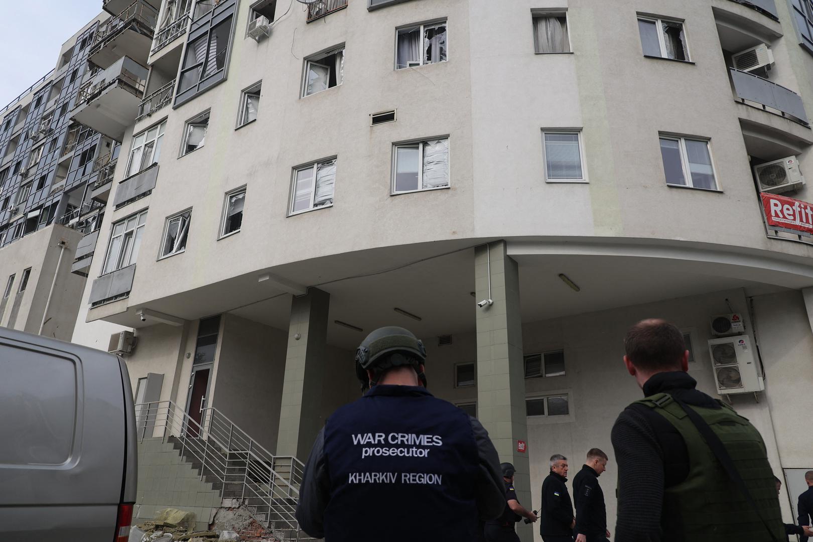 A multi-story residential building damaged by Russian shelling, Kharkiv, northeastern Ukraine, May 14, 2024. A Russian air strike has hit a high-rise residential building in Kharkiv, local officials said, as Russian forces continued to make deeper advances. There was no immediate mention of casualties or the extent of the damage, according to the regional governor, who warned there was a threat of more strikes coming. More than 7,000 people have fled Kharkiv since Russia launched its ground invasion on Friday as Kyiv’s top general warned that while the situation was stabilising, his troops are outgunned and outnumbered. Photo by Viacheslav Madiievskyi/Ukrinform/ABACAPRESS.COM Photo: Madiyevskyy Vyacheslav/Ukrinform/ABACA