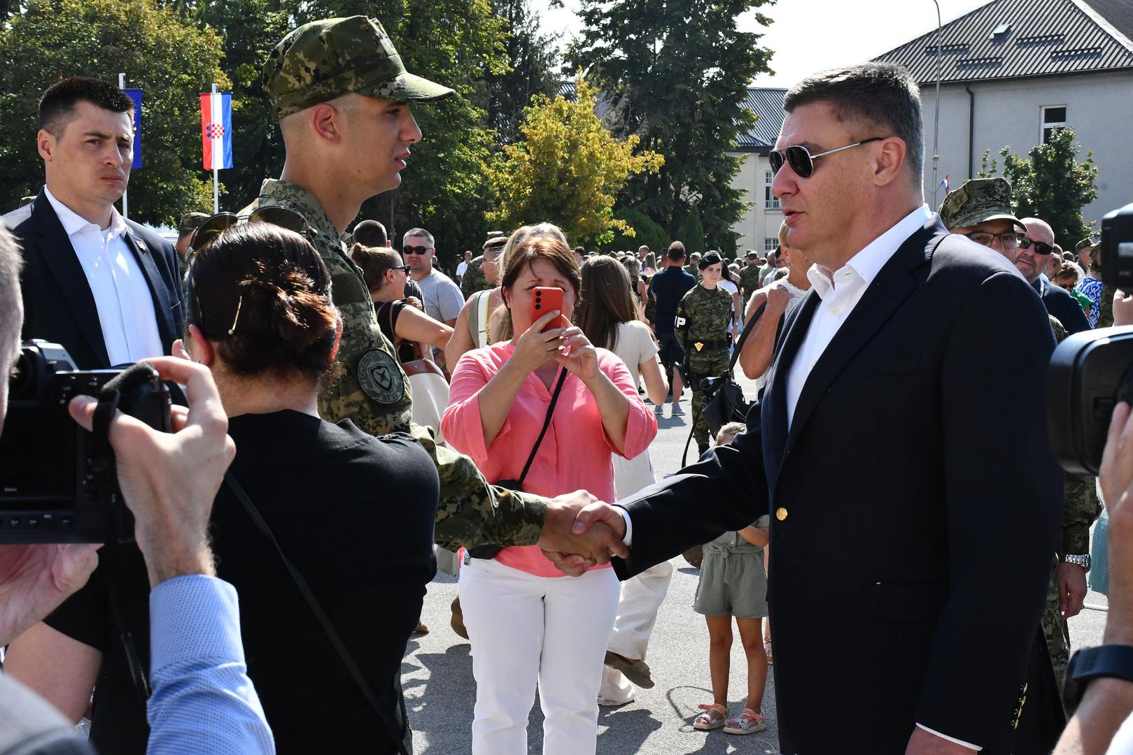 30.08.2024., Pozega - Predsjednik Republike i vrhovni zapovjednik Oruzanih snaga Republike Hrvatske Zoran Milanovic sudjelovao je na svecanoj prisezi 43. narastaja rocnih vojnika na dragovoljnom vojnom osposobljavanju u Pozegi. Photo: Ivica Galovic/PIXSELL