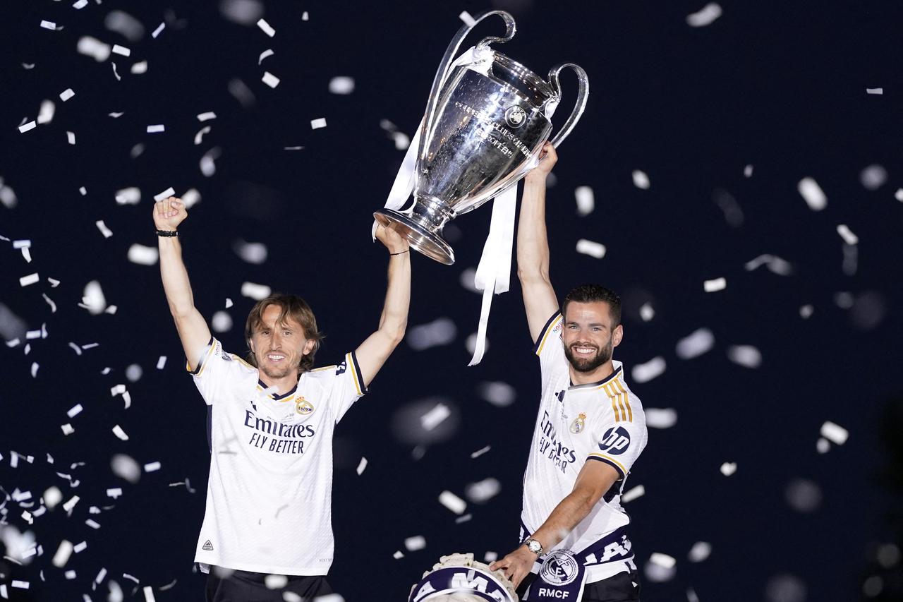 Real Madrid celebrate winning the Champions League