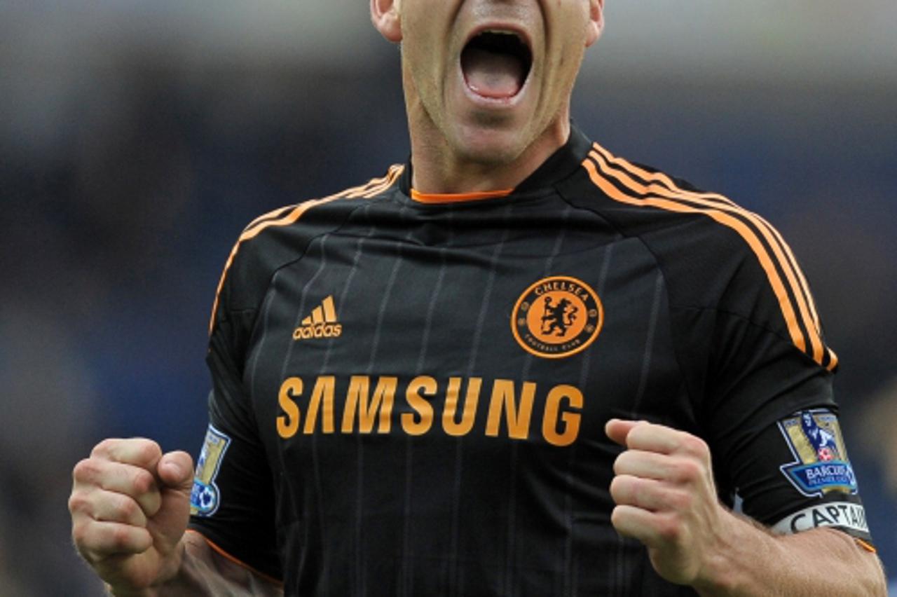 \'Chelsea\'s English defender John Terry reacts after Chelsea beat Blackburn 2-1 in the English Premier League football match between Blackburn Rovers and Chelsea at Ewood Park, Blackburn, north-west 