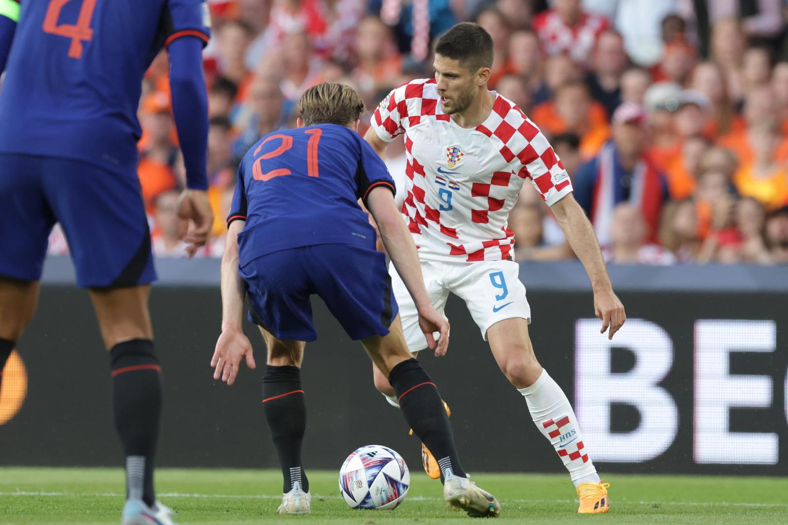 14.06.2023., stadion Feyenoord "De Kuip", Rotterdam, Nizozemska - UEFA Liga Nacija, polufinale, Nizozemska - Hrvatska. Andrej Kramaric Photo: Luka Stanzl/PIXSELL