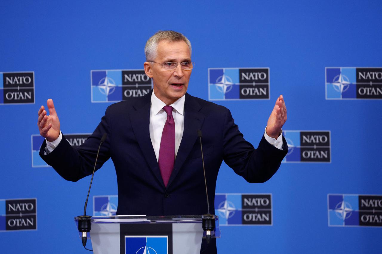 NATO Secretary General Stoltenberg attends news conference before NATO summit, in Brussels