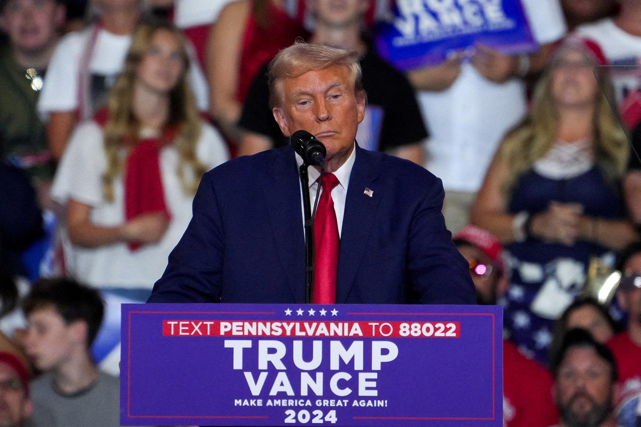 FILE PHOTO: Republican presidential nominee and former U.S. President Donald Trump holds a campaign rally in Wilkes-Barre