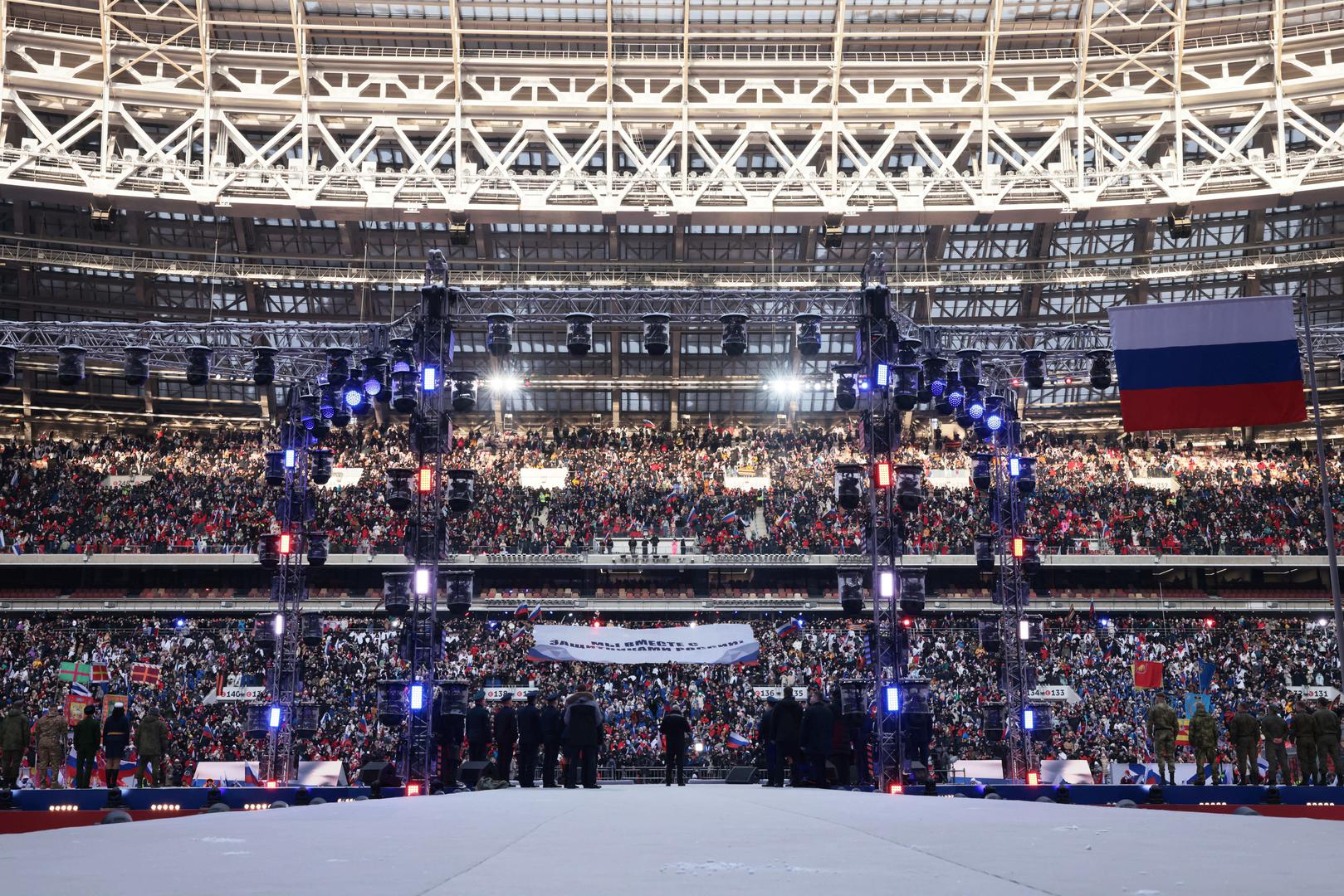 Russian President Vladimir Putin attends a concert dedicated to Russian service members involved in the country's military campaign in Ukraine, on the eve of the Defender of the Fatherland Day at Luzhniki Stadium in Moscow, Russia February 22, 2023. Sputnik/Mikhail Metzel/Pool via REUTERS ATTENTION EDITORS - THIS IMAGE WAS PROVIDED BY A THIRD PARTY. Photo: SPUTNIK/REUTERS