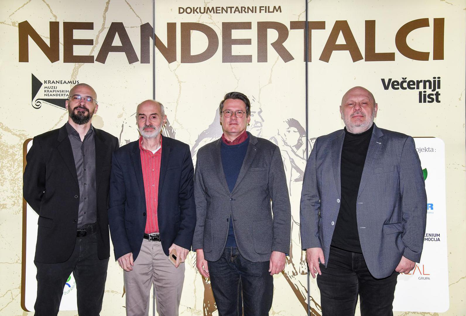 27.02.2023., Krapina -  Premijera filma "Neandertalci" u produkciji Vecernjeg lista u Muzeju krapinskih neandertalaca. Marin Penavic, Ivor Karavanic, Ivor Jankovic, Renato Ivanus Photo: Josip Regovic/PIXSELL