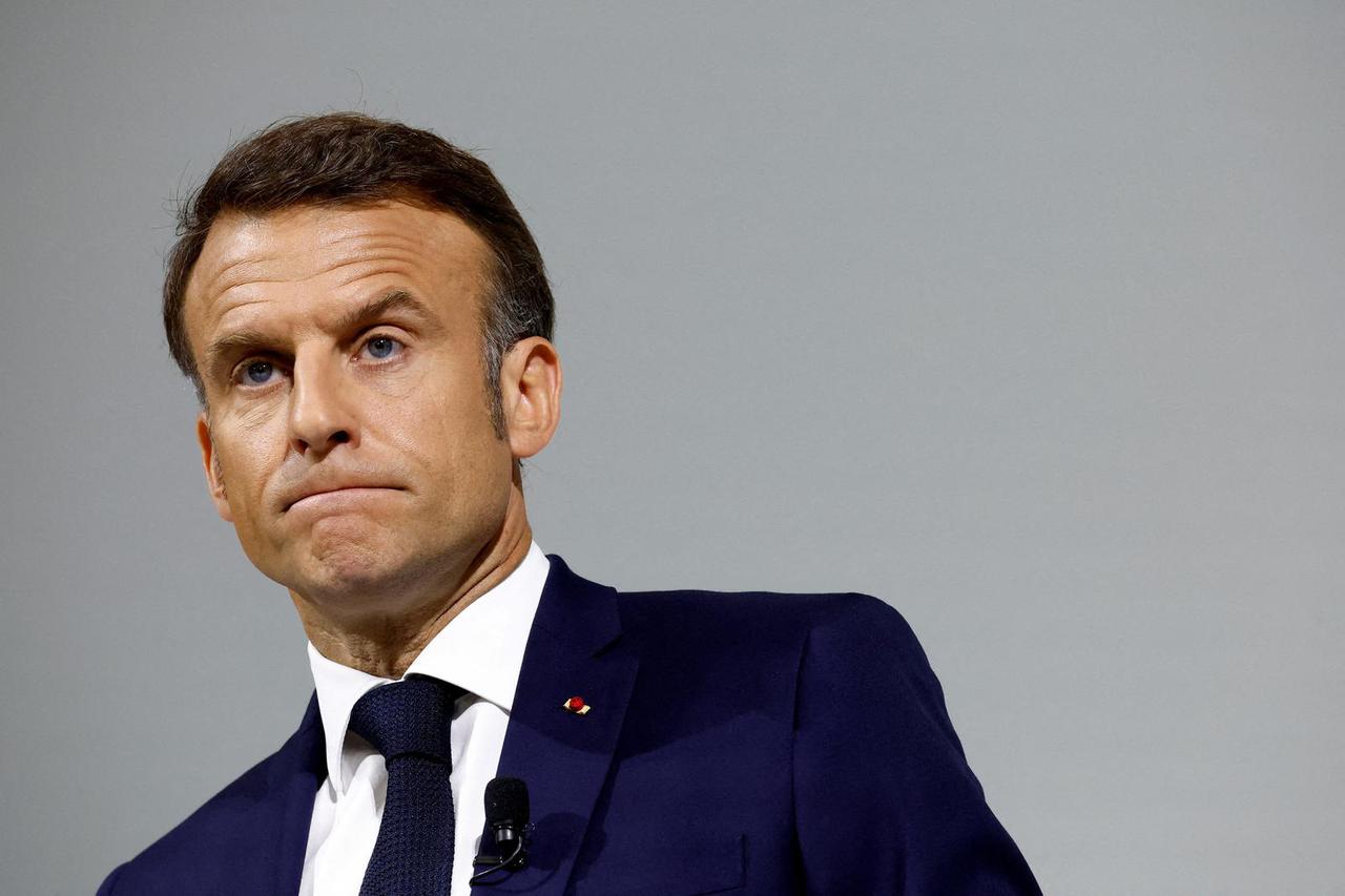 FILE PHOTO: French President Macron gives a press conference after calling snap parliamentary election