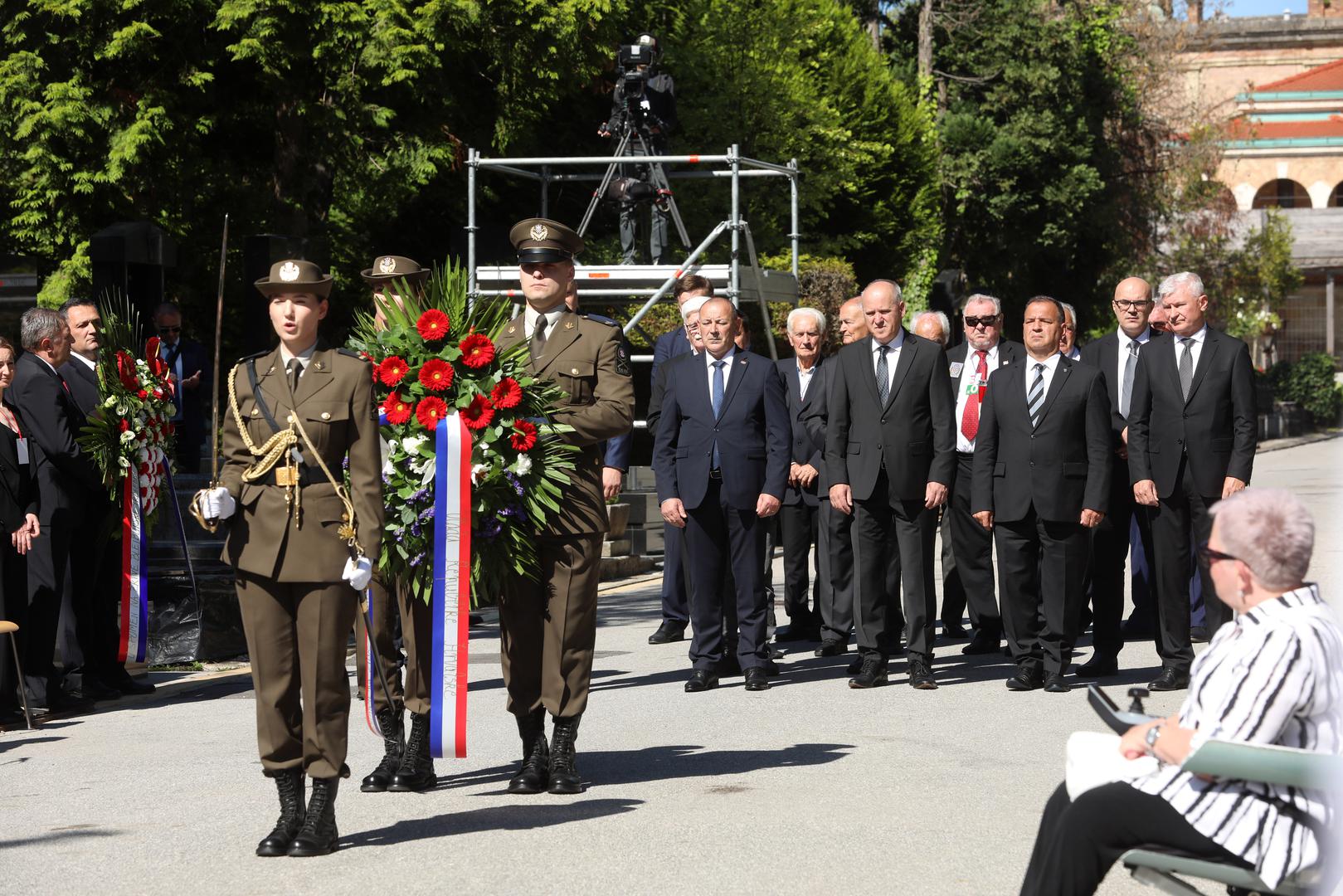 18.05.2024., Zagreb - Komemoracija za zrtve Bleiburske tragedije i Kriznog odrzana je kod Sredisnjeg kriza na groblju Mirogoj. Tomo Medved, Branko Bacic, Vili Beros Photo: Robert Anic/PIXSELL