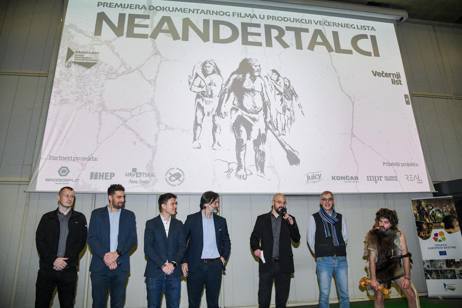 27.02.2023., Krapina -  Premijera filma "Neandertalci" u produkciji Vecernjeg lista u Muzeju krapinskih neandertalaca. Drazen Klaric, Marin Penavic, Matej Mestrovic Photo: Josip Regovic/PIXSELL