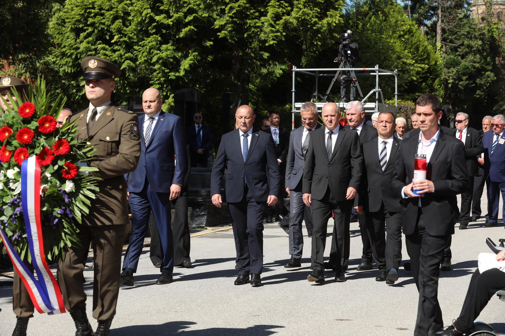 18.05.2024., Zagreb - Komemoracija za zrtve Bleiburske tragedije i Kriznog odrzana je kod Sredisnjeg kriza na groblju Mirogoj. Ante Susnjar, Tomo Medved, Branko Bacic, Vili Beros Photo: Robert Anic/PIXSELL