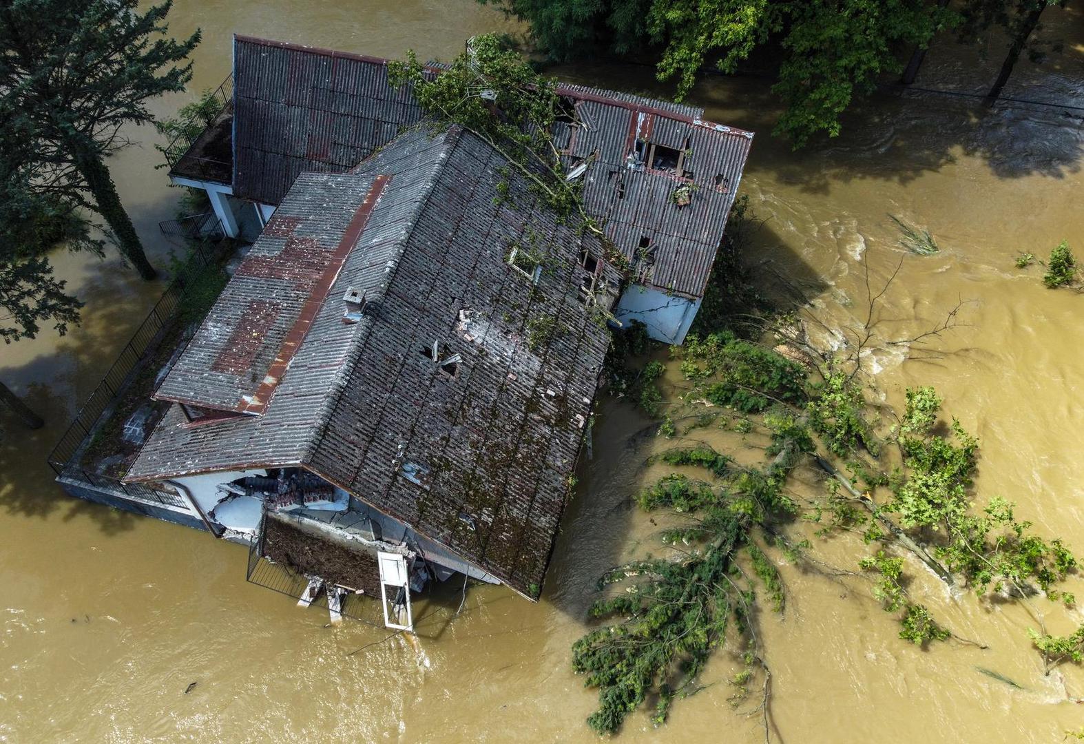 08.08.2023., Koprivnica - Zracna fotografija kuce kod Soderica koju je odnijela bujica zbog velikih poplava. Photo: Igor Soban/PIXSELL