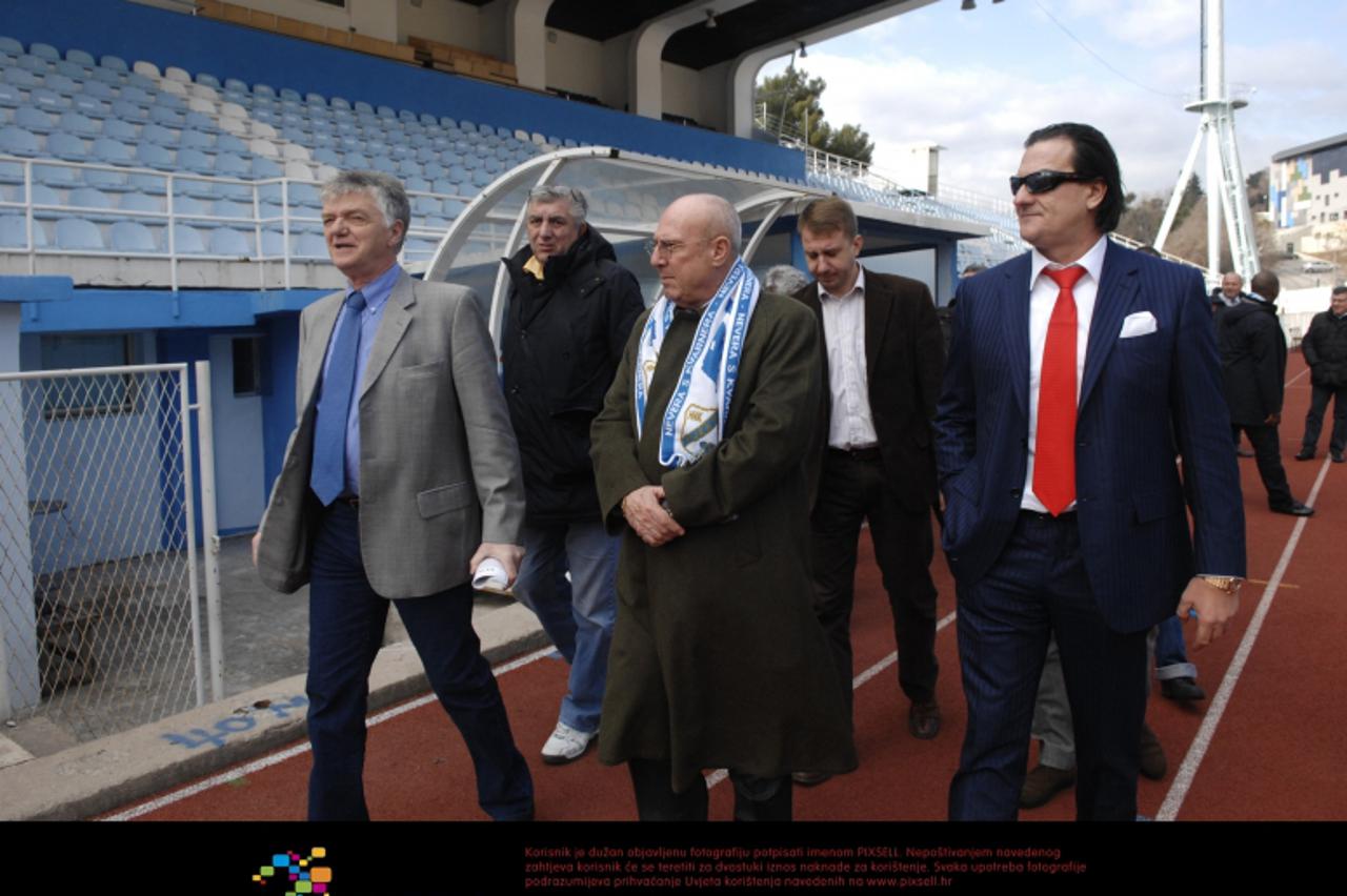 '17.02.2012., Rijeka - Novi vlasnik i buduci predsjednik nogometnog kluba Rijeke Gabrielle Volpi, posjetio je stadion Kantrida u drustvu suradnika Damira Miskovica i Luciana Susnja dopredsjednika Rije