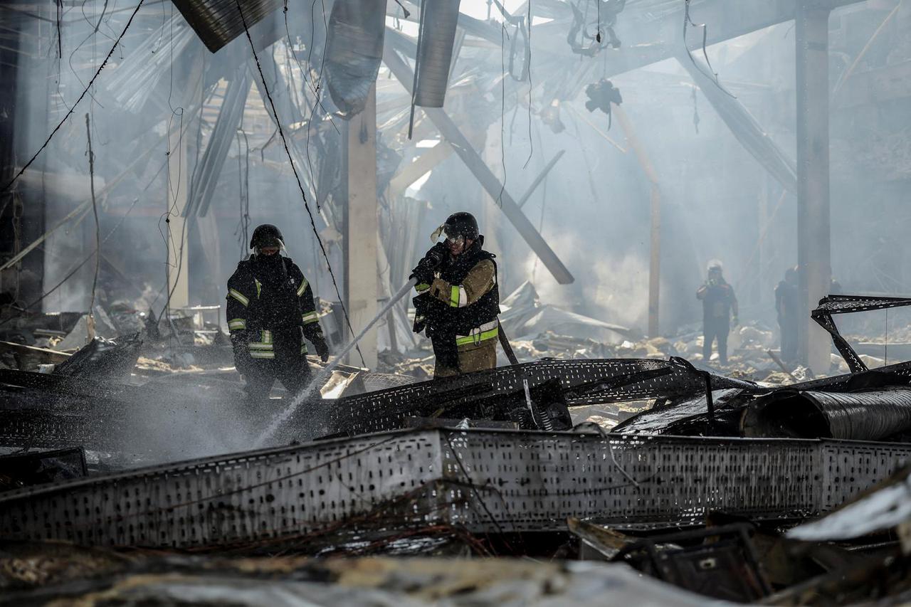 Aftermath of a Russian military strike in Kostiantynivka