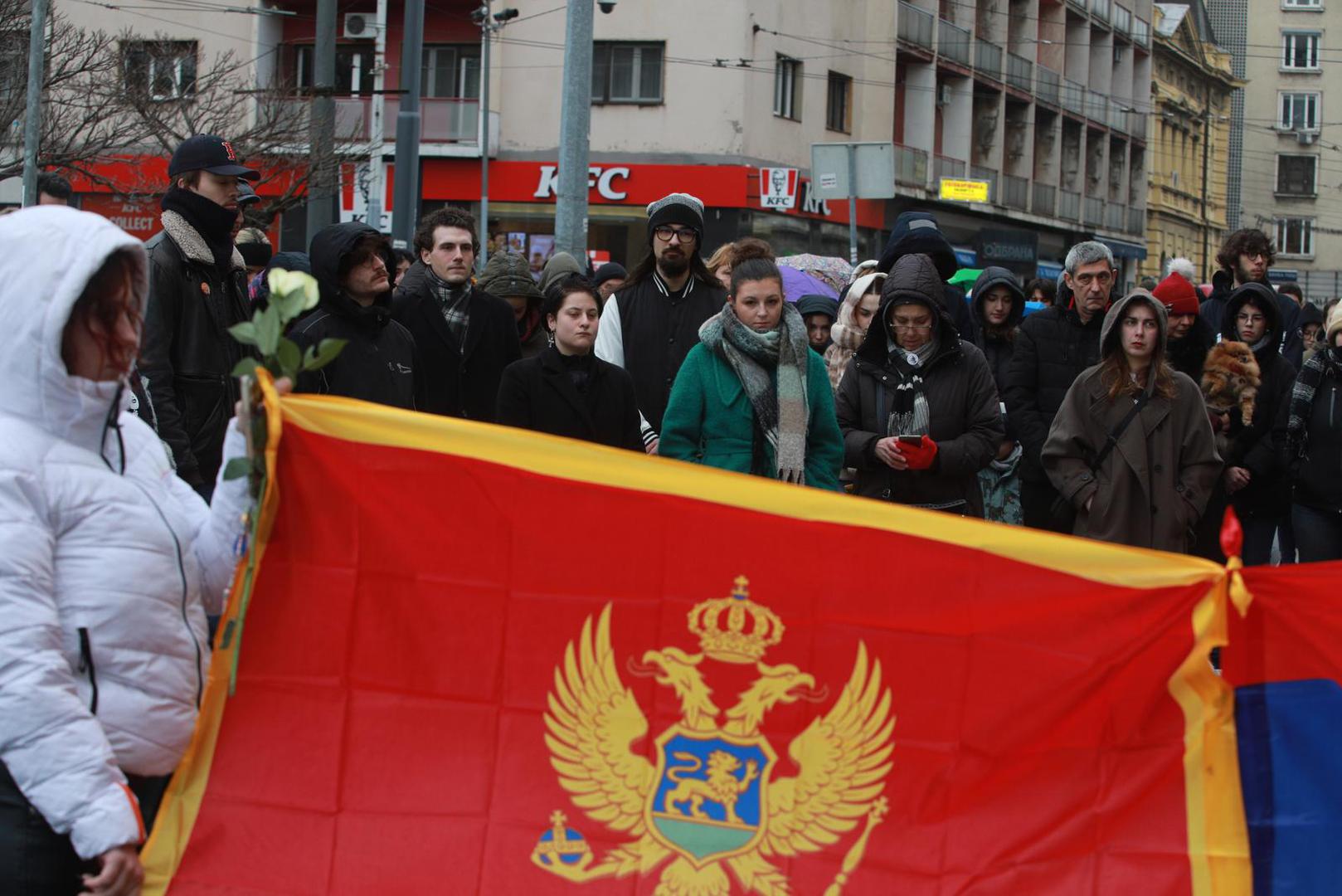 03, January, 2025, Belgrade - Students of the Belgrade University once again came out in front of the Rectorate, where they blocked traffic as part of the action "Stop, Serbia", in order to hold a rally 29 minutes - for 29 victims, and the post was dedicated to the victims in Novi Sad, as well as the victims in Arilje and Cetinje. Photo: Milos Tesic/ATAImages

03, januar, 2025, Beograd - Studenti Beogradskog Univerziteta ponovo su izasli ispred Rektorata, gde su blokirali saobracaj u sklopu akcije "Zastani, Srbijo", kako bi odrzali skup 29 minuta - za 29 zrtava, a posta je odata stradalima u Novom Sadu, ali i ubijenima u Arilju i na Cetinju. Photo: Milos Tesic/ATAImages Photo: Milos Tesic/ATA Images/PIXSELL