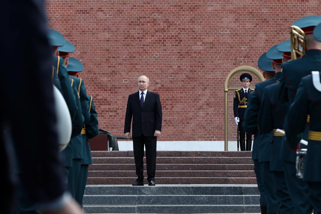 Russian President Vladimir Putin attends a ceremony marking the anniversary of the Nazi German invasion into Soviet Union, in Moscow