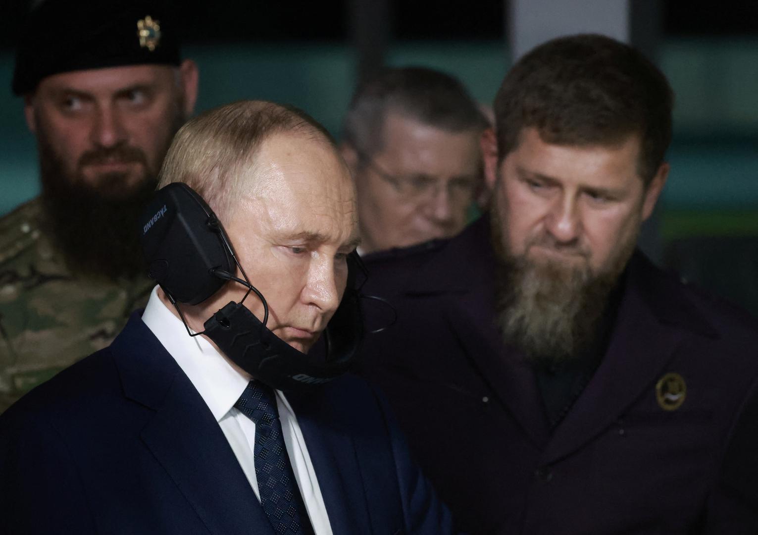 Russia's President Vladimir Putin and head of the Chechen Republic Ramzan Kadyrov visit the Russian Special Forces University in Gudermes, Russia August 20, 2024. Sputnik/Vyacheslav Prokofyev/Pool via REUTERS ATTENTION EDITORS - THIS IMAGE WAS PROVIDED BY A THIRD PARTY. Photo: VYACHESLAV PROKOFYEV/REUTERS