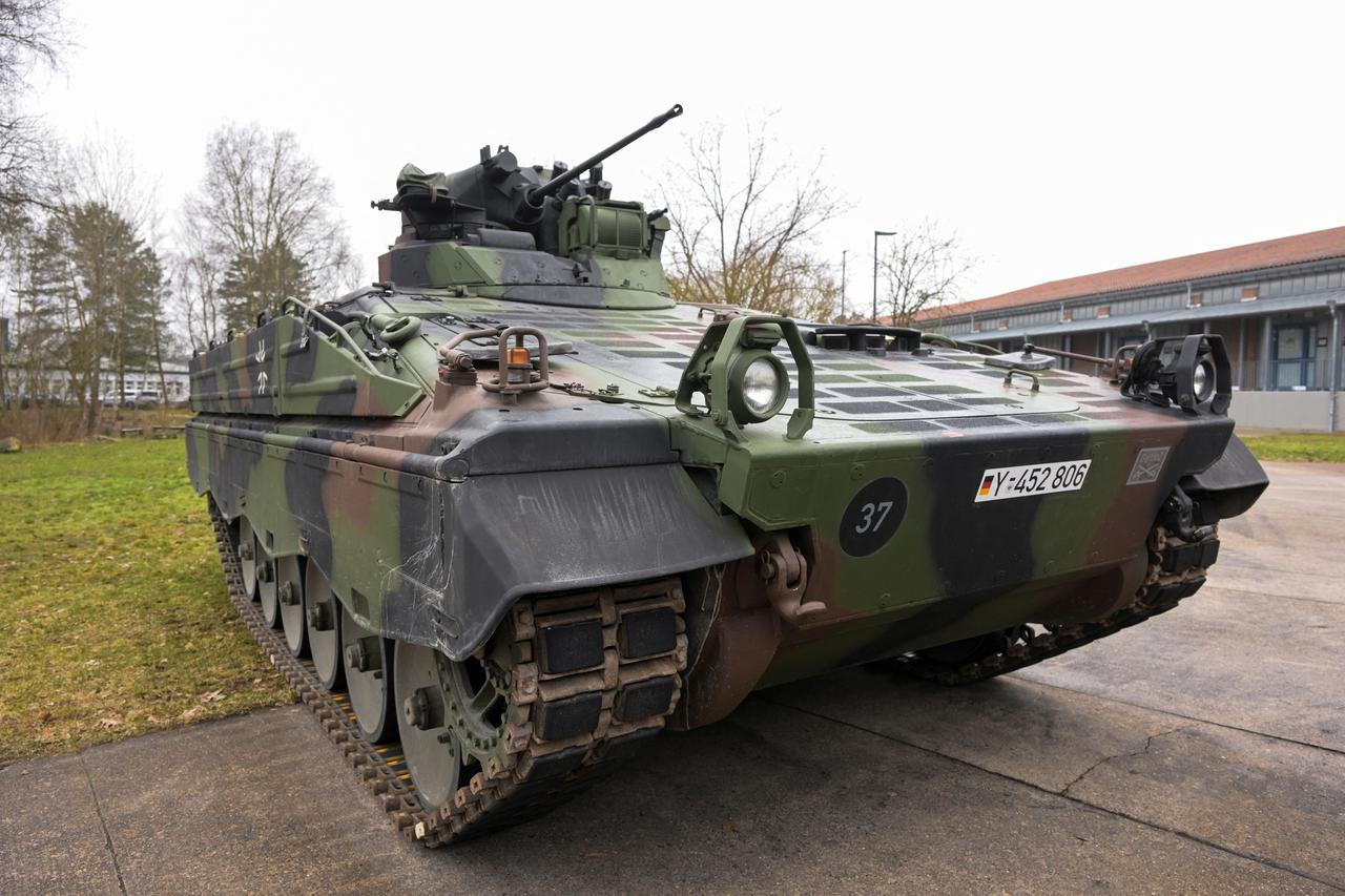 German Defence Minister Boris Pistorius visits a military base where Ukrainian soldiers undergo training on Leopard tanks destined for Ukraine