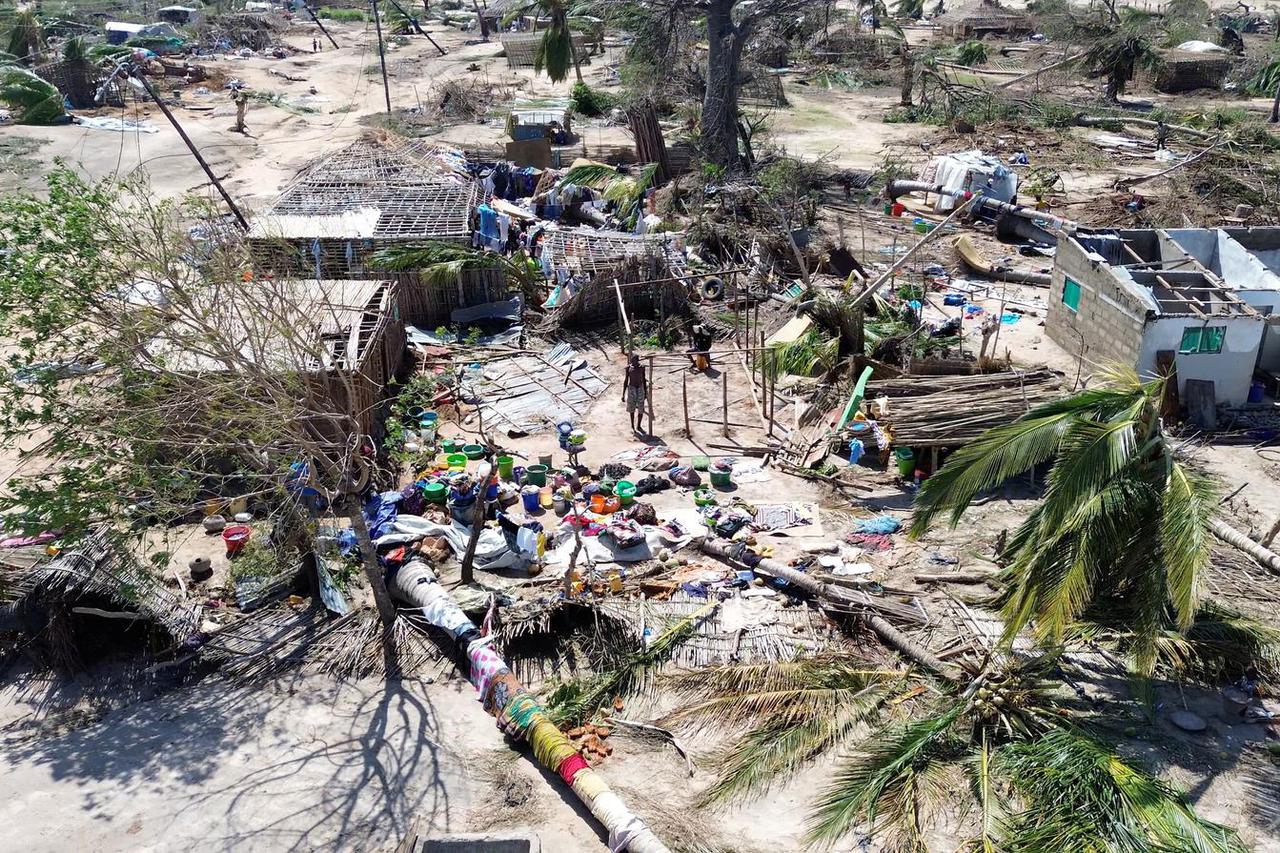 Drone footage reveals trail of destruction left by cyclone Chido in Mozambique