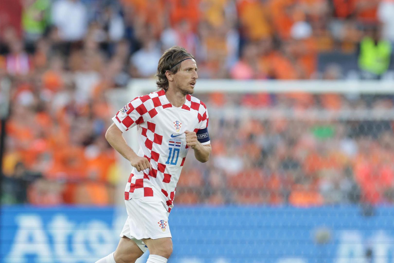 14.06.2023., stadion Feyenoord "De Kuip", Rotterdam, Nizozemska - UEFA Liga Nacija, polufinale, Nizozemska - Hrvatska. Luka Modric Photo: Luka Stanzl/PIXSELL