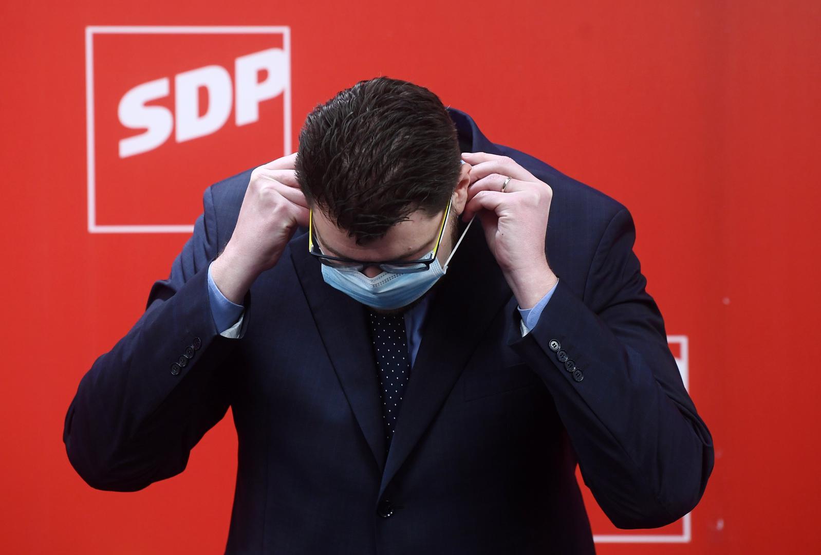 23.02.2021., Zagreb - Konferencija za medije SDP-a o alarmantnom stanju u hrvatskoj poljoprivredi. Pedja Grbin. Photo: Marko Lukunic/PIXSELL