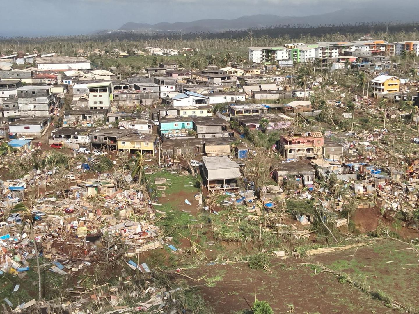 An aerial view shows damaged property in storm-hit Mayotte, France, in this handout image obtained by Reuters on December 16, 2024. UIISC7/Securite Civile/Handout via REUTERS    THIS IMAGE HAS BEEN SUPPLIED BY A THIRD PARTY. NO RESALES. NO ARCHIVES Photo: UIISC7/Securite Civile/REUTERS