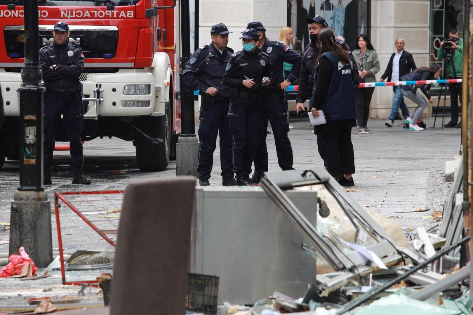 31, May, 2021, Belgrade - A gas cylinder exploded this morning in Cika Ljubina Street in the very center of Belgrade, and then a fire broke out. Photo: Milos Tesic/ATAImages

31, maj, 2021, Beograd  - U Cika Ljubinoj ulici u samom centru Beograda jutros se dogodila eksplozija plinske boce, a zatim je izbio pozar. Photo: Milos Tesic/ATAImages