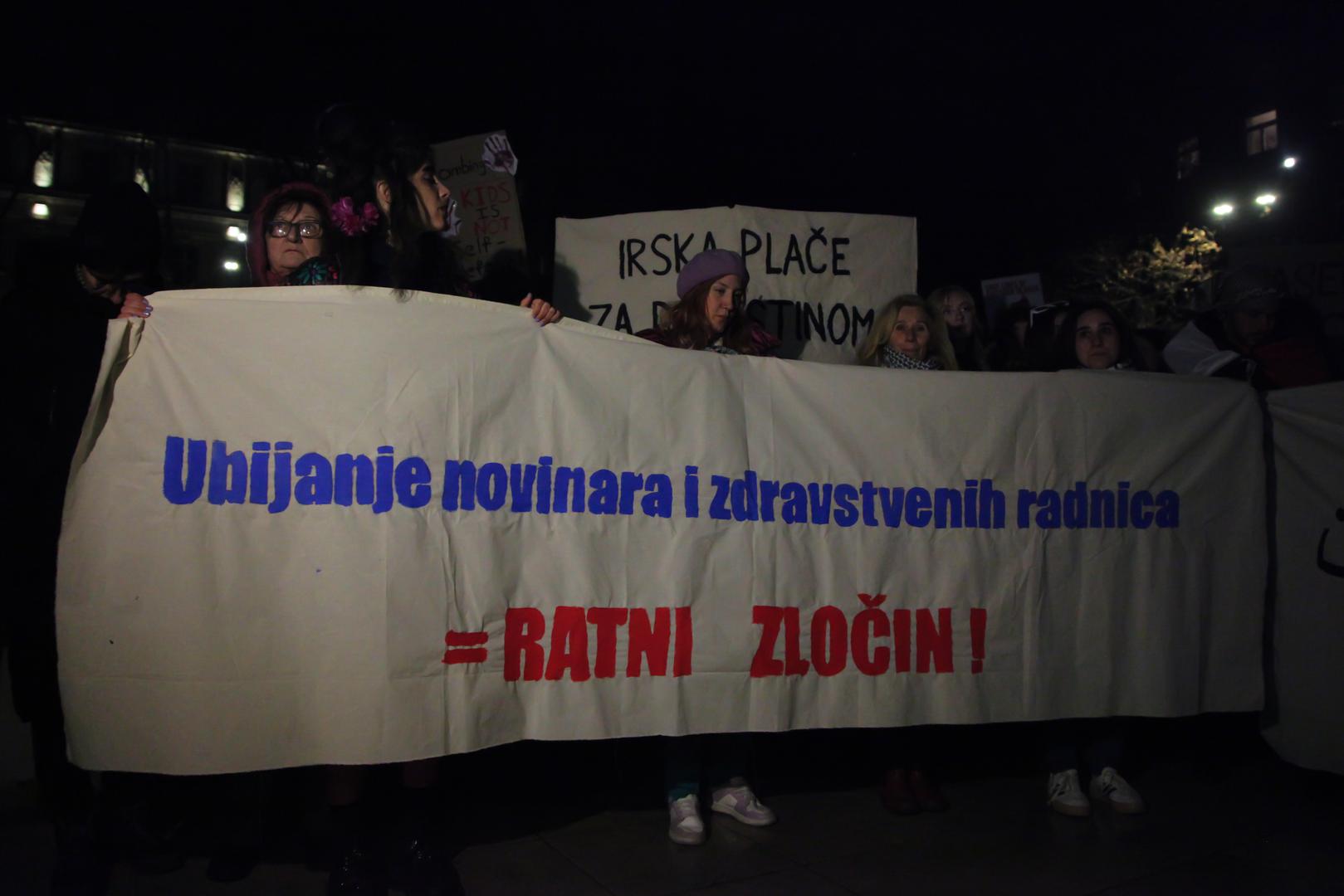 13.1.2024., Trg zrtava fasizma, Zagreb - U sklopu medjunarodnog dana akcije za trajni prekid vatre u Pojasu Gaze, na Trgu zrtava fasizma organiziran je skup pod nazivom “Zivot, sloboda, pravda - mars za Palestinu”. Photo: Luka Batelic/PIXSELL