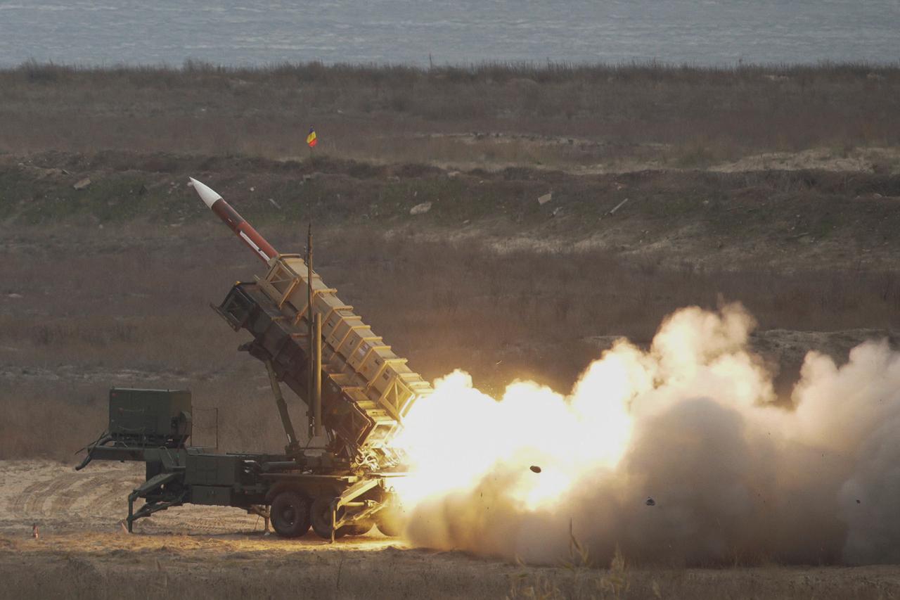 Patriot rocket is fired during PATRIOT SPARK 23 exercise at the Black Sea training range in Capu Midia
