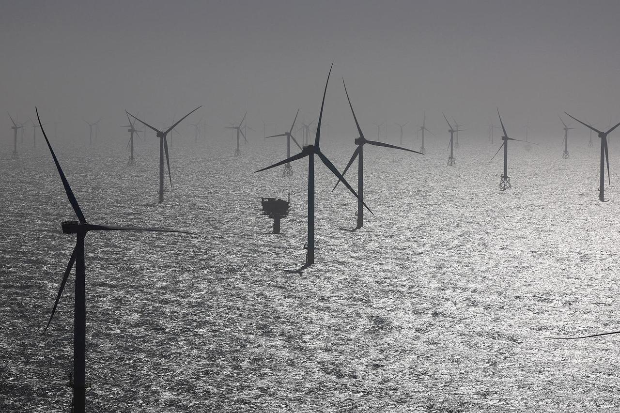 FILE PHOTO: Wind turbines, including some from RWE's new Kaskasi offshore wind farm, are pictured during the opening of the RWE-Offshore-Windpark Kaskasi